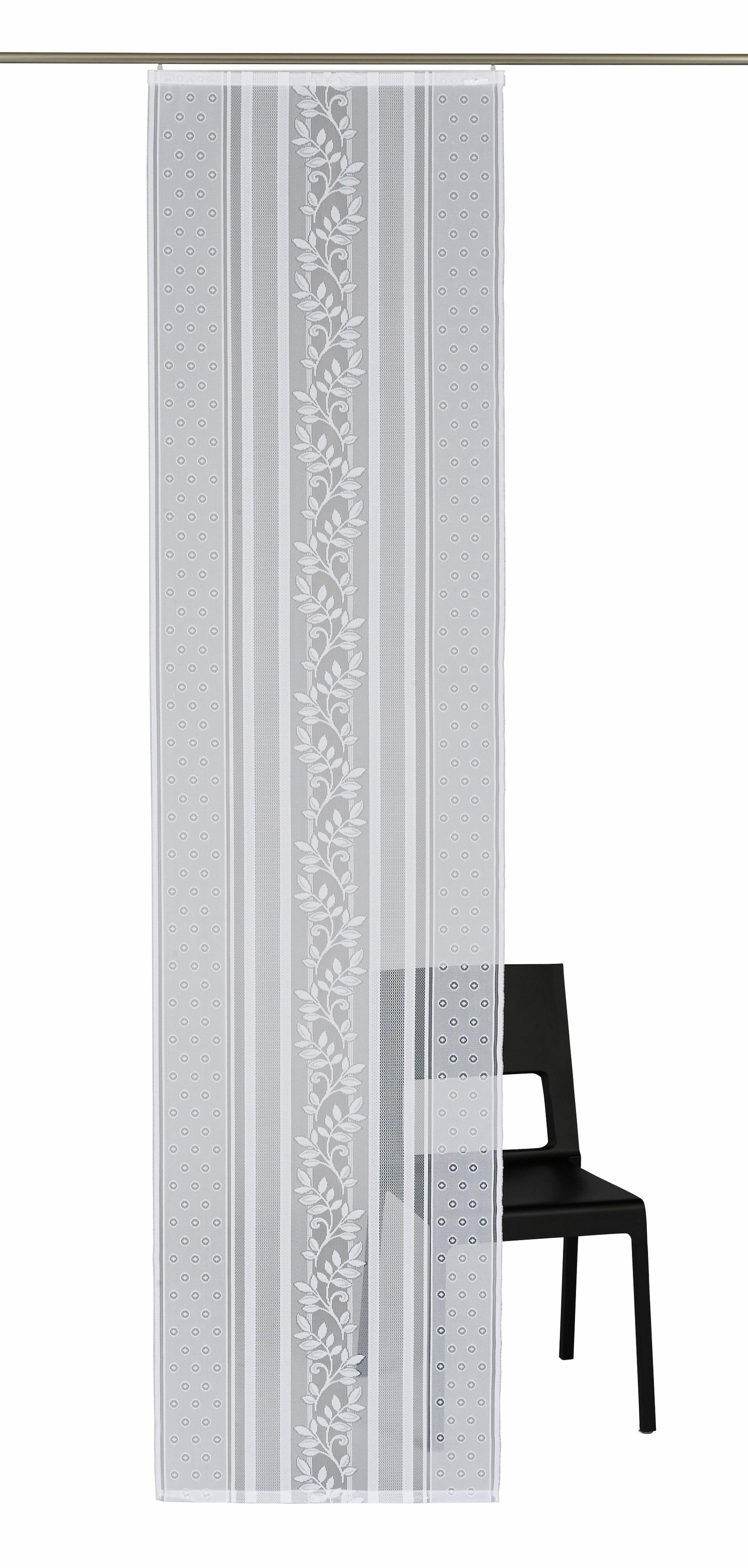 Image of VHG Schiebegardine »Flora-Gerade«, (1 St.), Schiebevorhang, transparent, floral, Raumteiler, Klettband, weiss, Jacquard, gewirkt, verschiedene Grössen, Breite 60 cm bei Ackermann Versand Schweiz