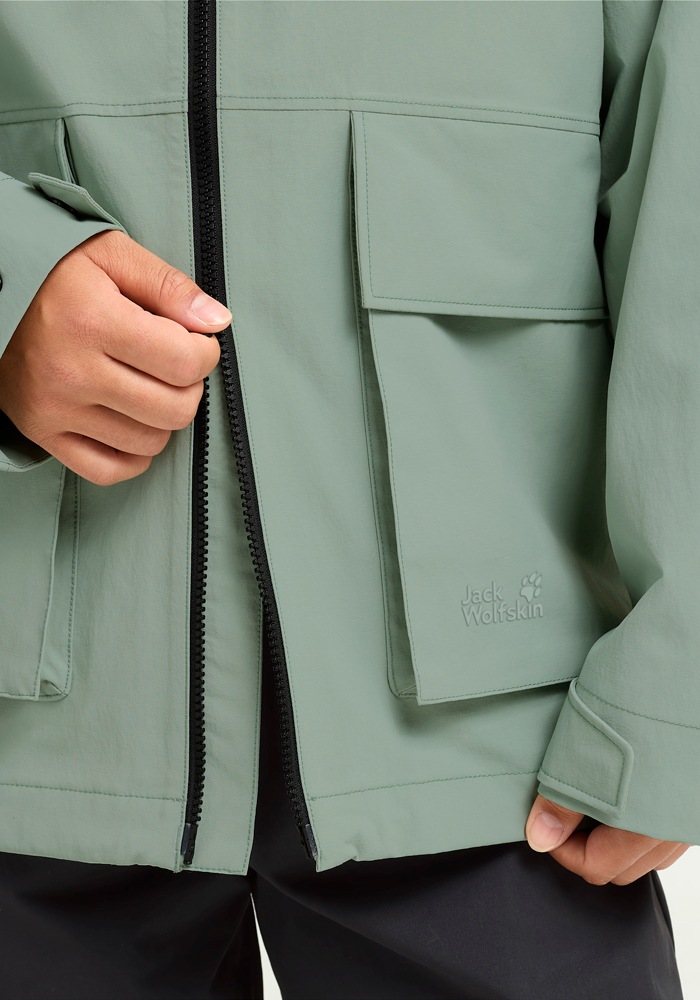 Jack Wolfskin Veste fonctionnelle »NABUR 2L JKT W« mit Kapuze wasserdicht, atmungsaktiv, Übergangsjacke, aufgesetzte Cargotaschen