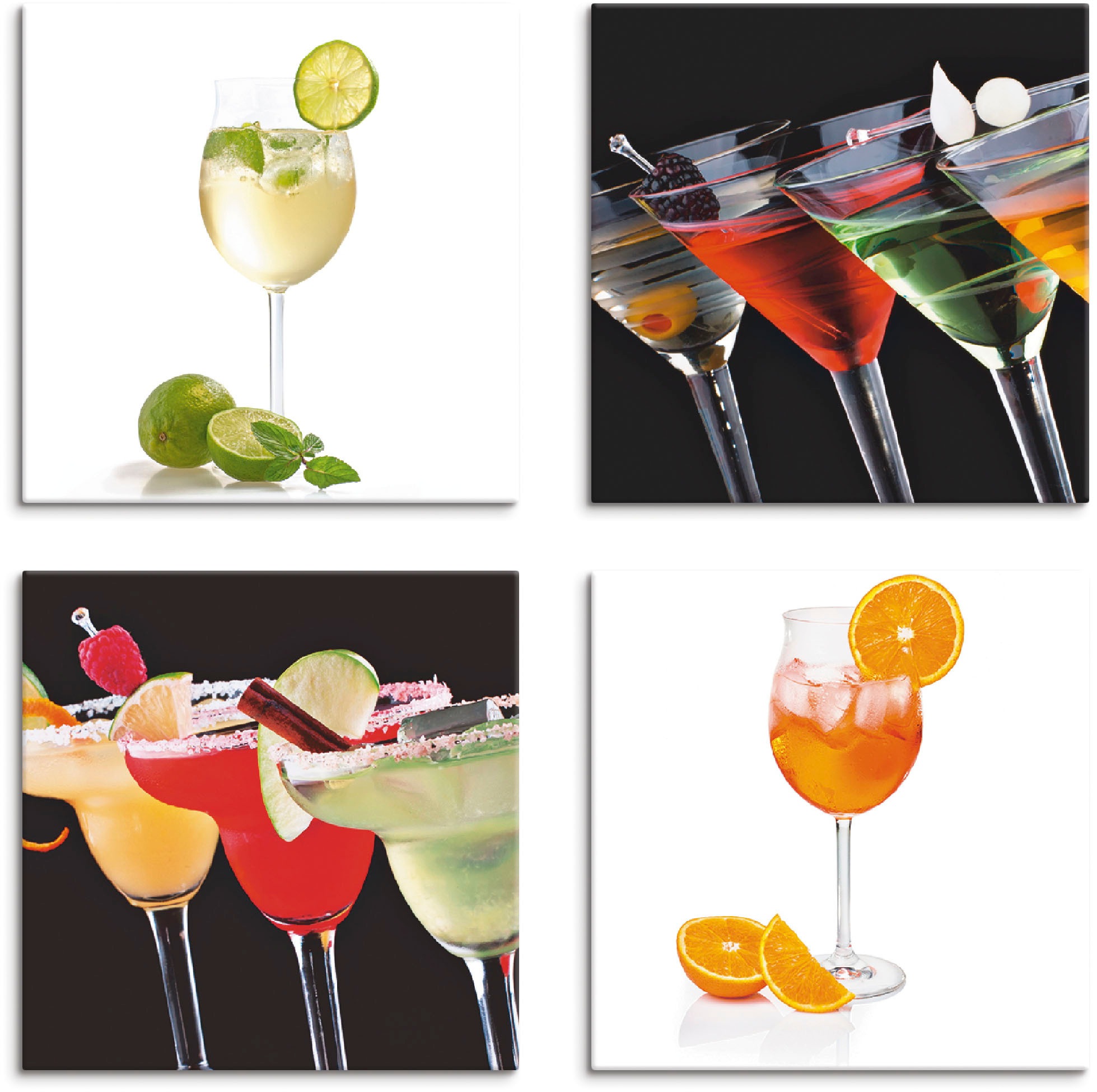 Image of Artland Leinwandbild »Hugo Martinis Margaritas Aperol Spritz«, Getränke, (4 St.) bei Ackermann Versand Schweiz