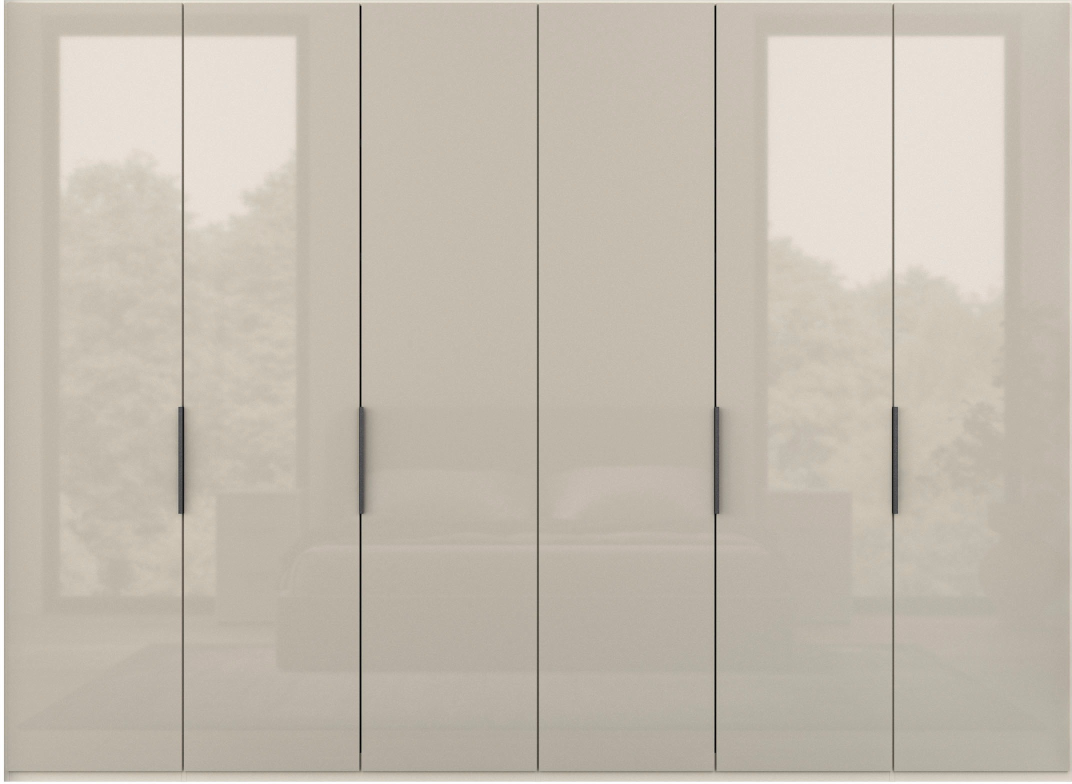 WIEMANN Armoire à portes pliantes »Ohio, Kleiderschrank, Schrank, Garderobe, mit Glasfront, 300 cm« Inclus étagères et tringles à vêtements, 2 hauteurs, MADE IN GERMANY,  comprend amortisseur de porte, façade en verre de haute qualité