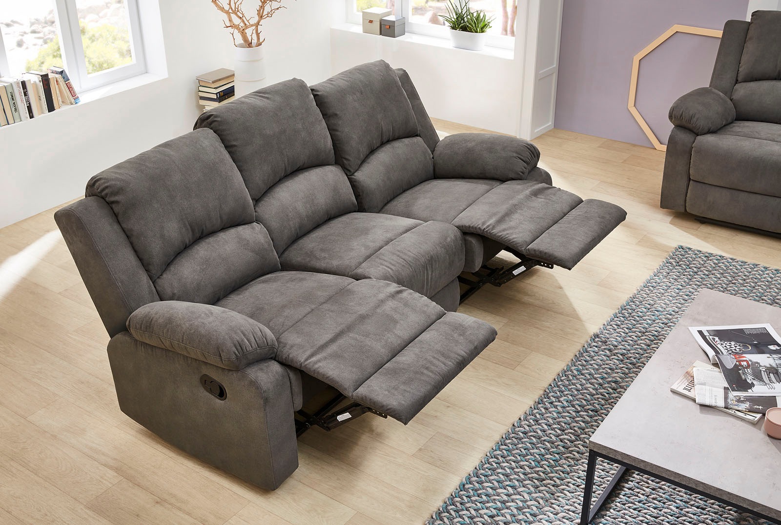 Jockenhöfer Gruppe 3-Sitzer "Dakota, B: 204 cm, 2 Recliner-Sitze" Relaxfunktion, Liegefunktion, Tonnentaschenfederkern, hoher Komfort