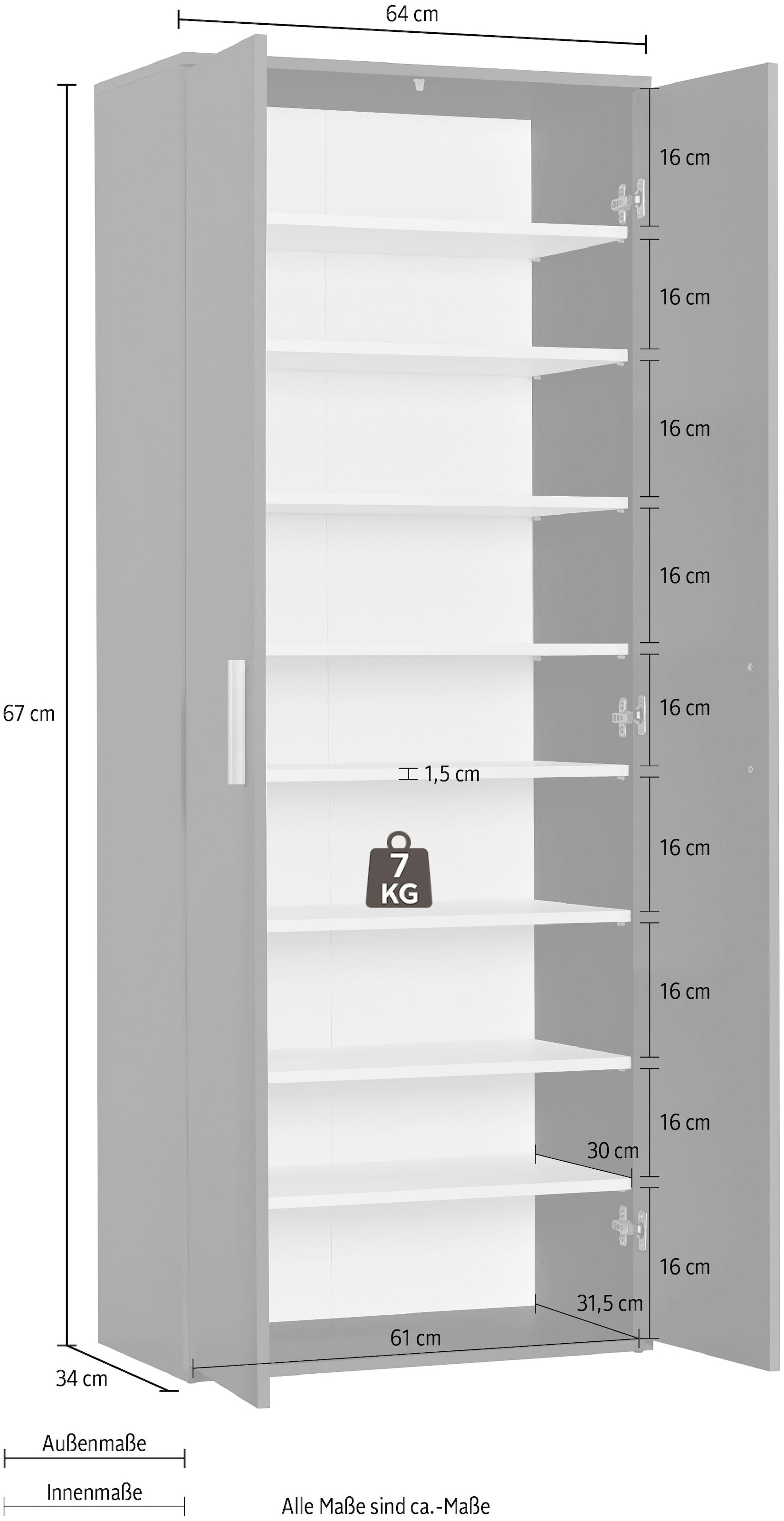 Procontour Armoire à chaussures »Schrank Clara« hauteur 167 cm, avec étagères réglables en hauteur