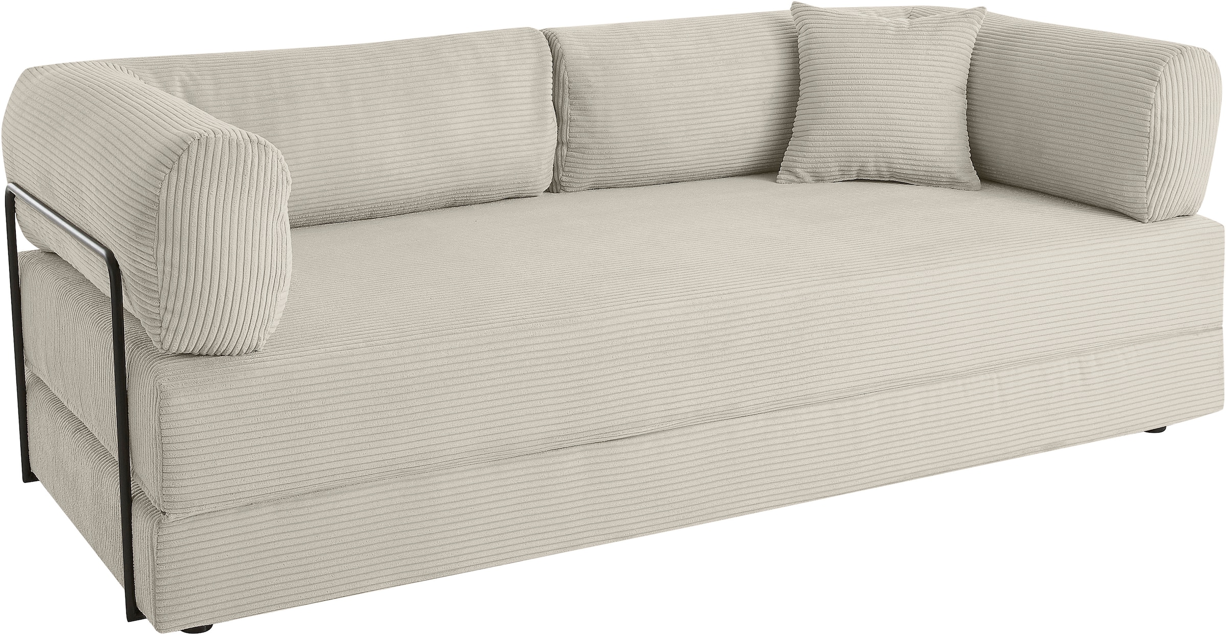 homsy by Ana Johnson Canapé-lit »Folda Dauerschläfer, B: 206 cm, Liegefl. 181x198 cm« mit Bett-/Schlaffunktion, inkl. 1x Zierkissen, Tonnentaschenfederkern