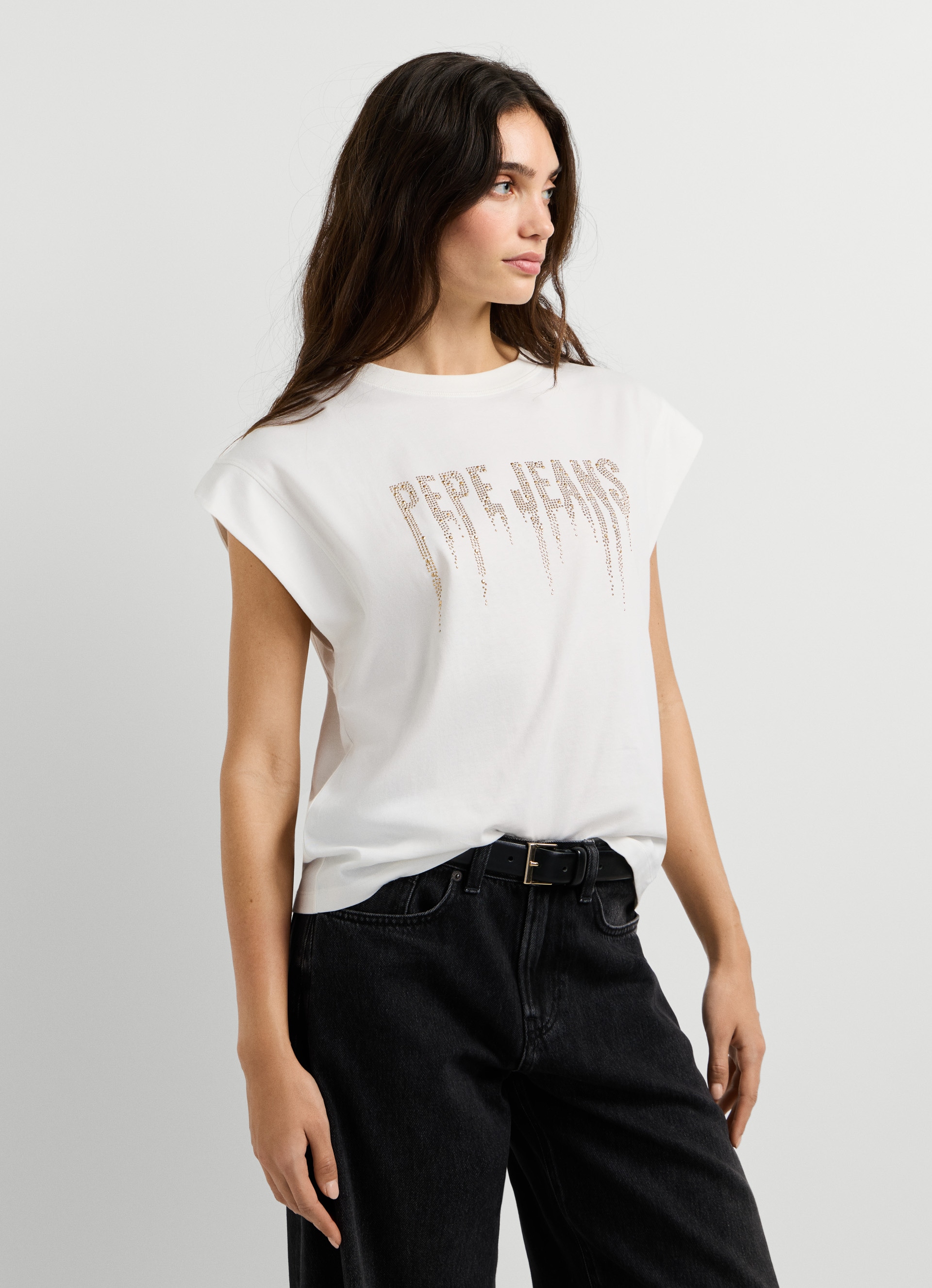 Pepe Jeans Kurzarmshirt »CARINA« mit Nietenbesatz, Rundhals