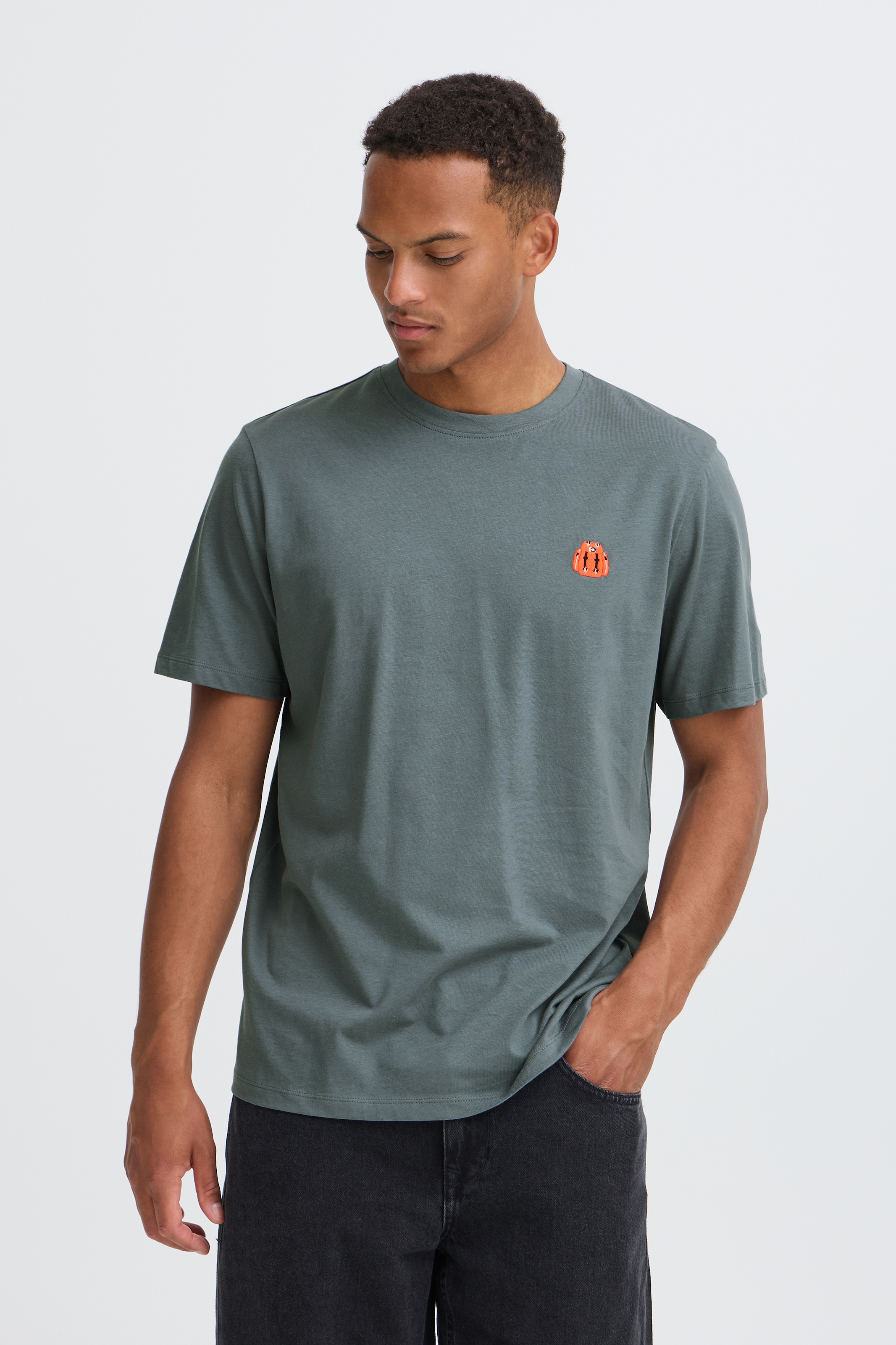 Image of Blend Rundhalsshirt "BHLOGAN S/S EMB TEE" Baumwolle, regular fit