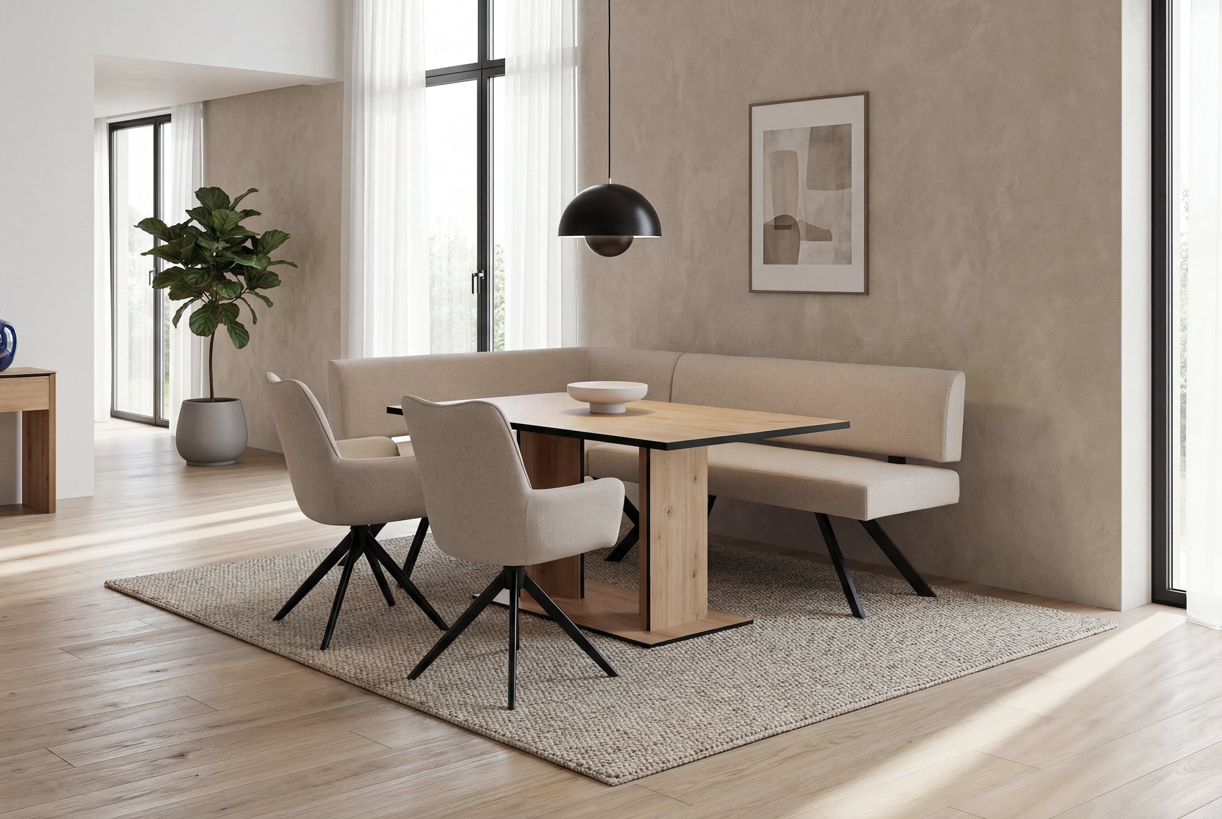 byLIVING Banc d'angle »TORONTO« Tissu tissé, jusqu’à 160 kg, ressorts ensachés, piètement 4 pieds, 3 places assises