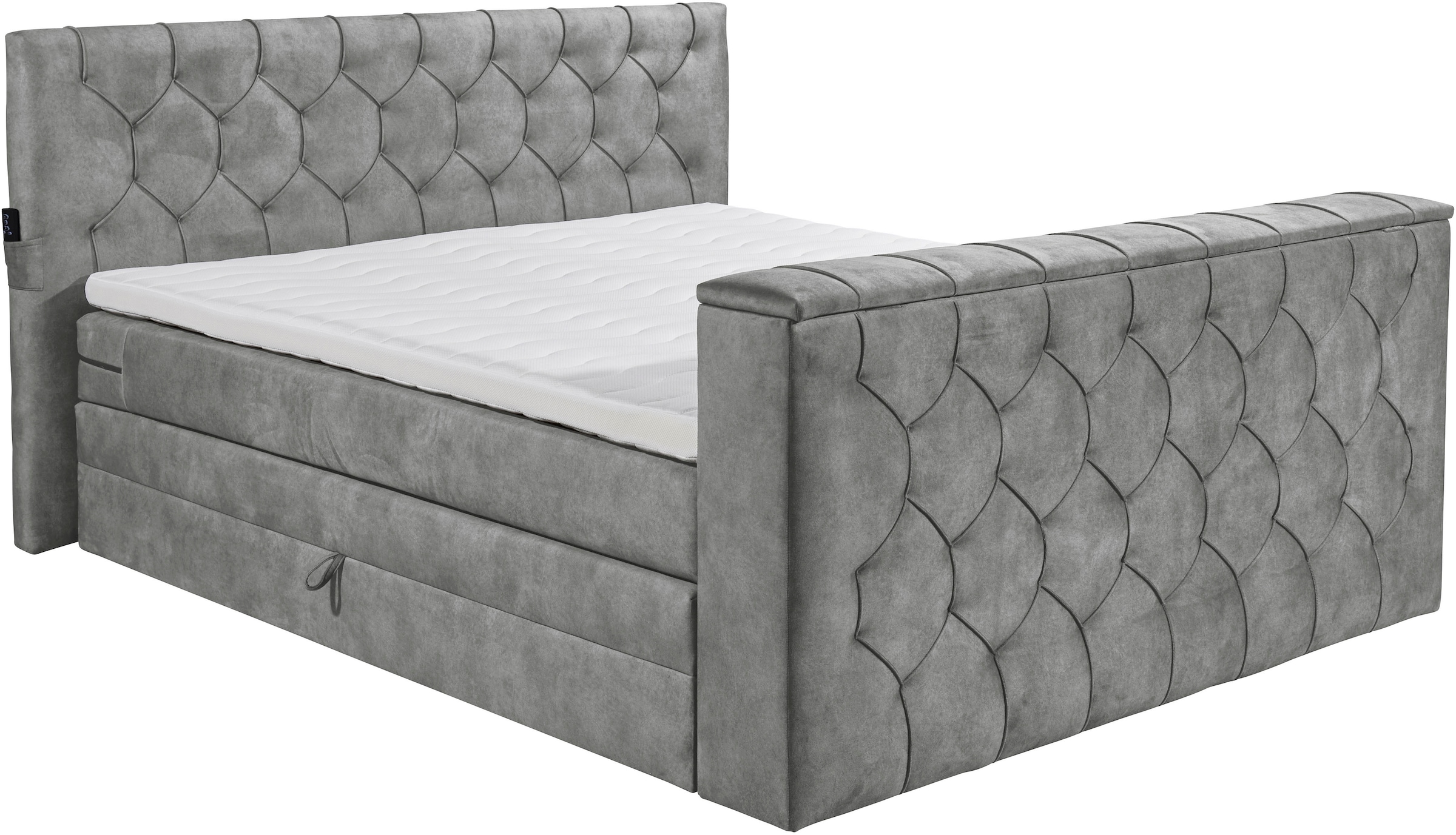ED EXCITING DESIGN Boxspringbett »Springdale« mit Bettkasten, motorisierter TV-Halterung, Duo-Matratze (H3/H4)