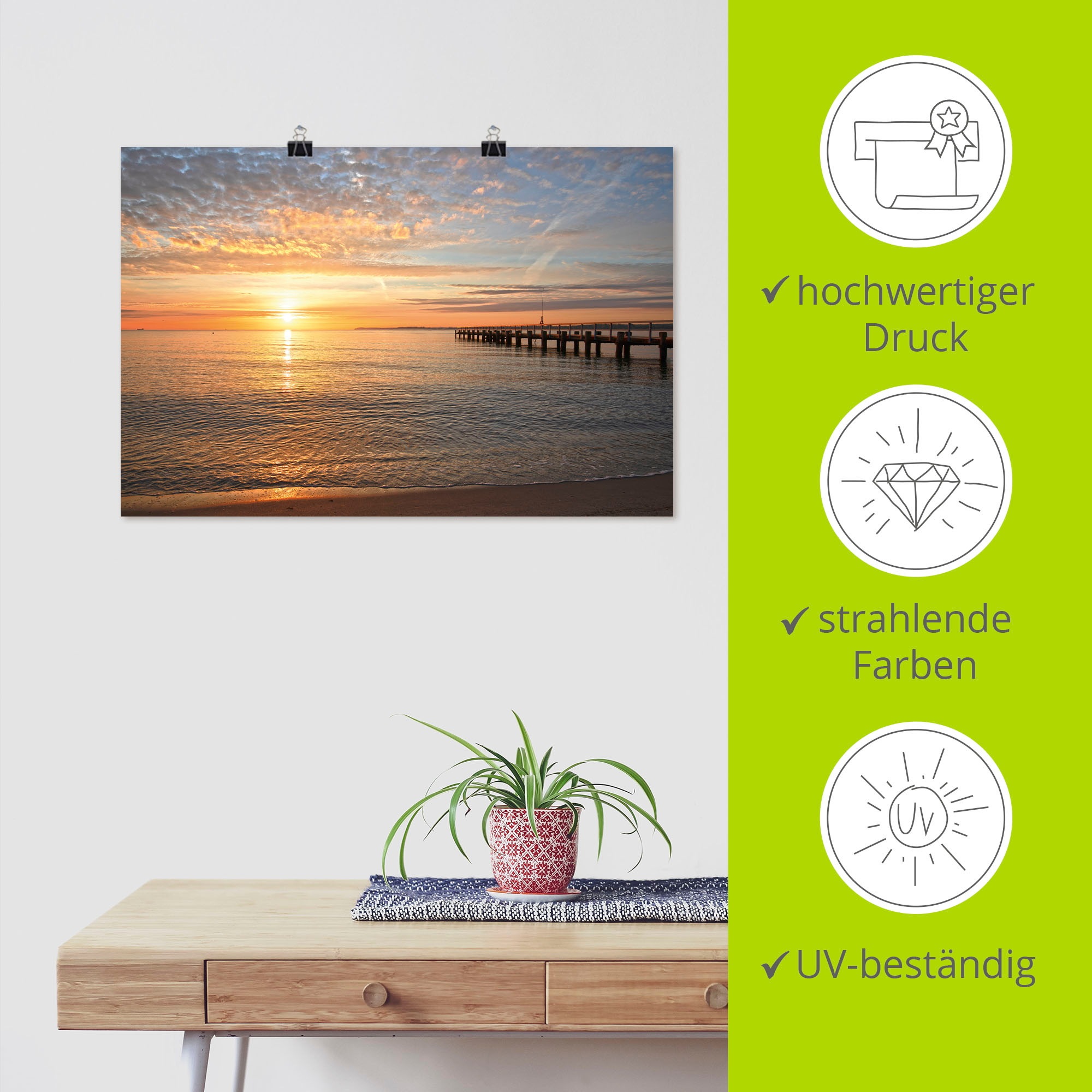 Artland Wandbild »Früh morgens an der Ostsee« Bilder vom Sonnenuntergang & -aufgang 1 Stk. tlg. als Leinwandbild, Poster in verschied. Grössen