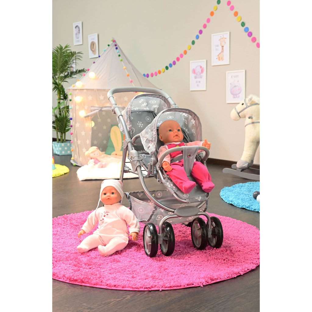 Knorrtoys® Puppen-Zwillingsbuggy »Milo - Royal Grey«