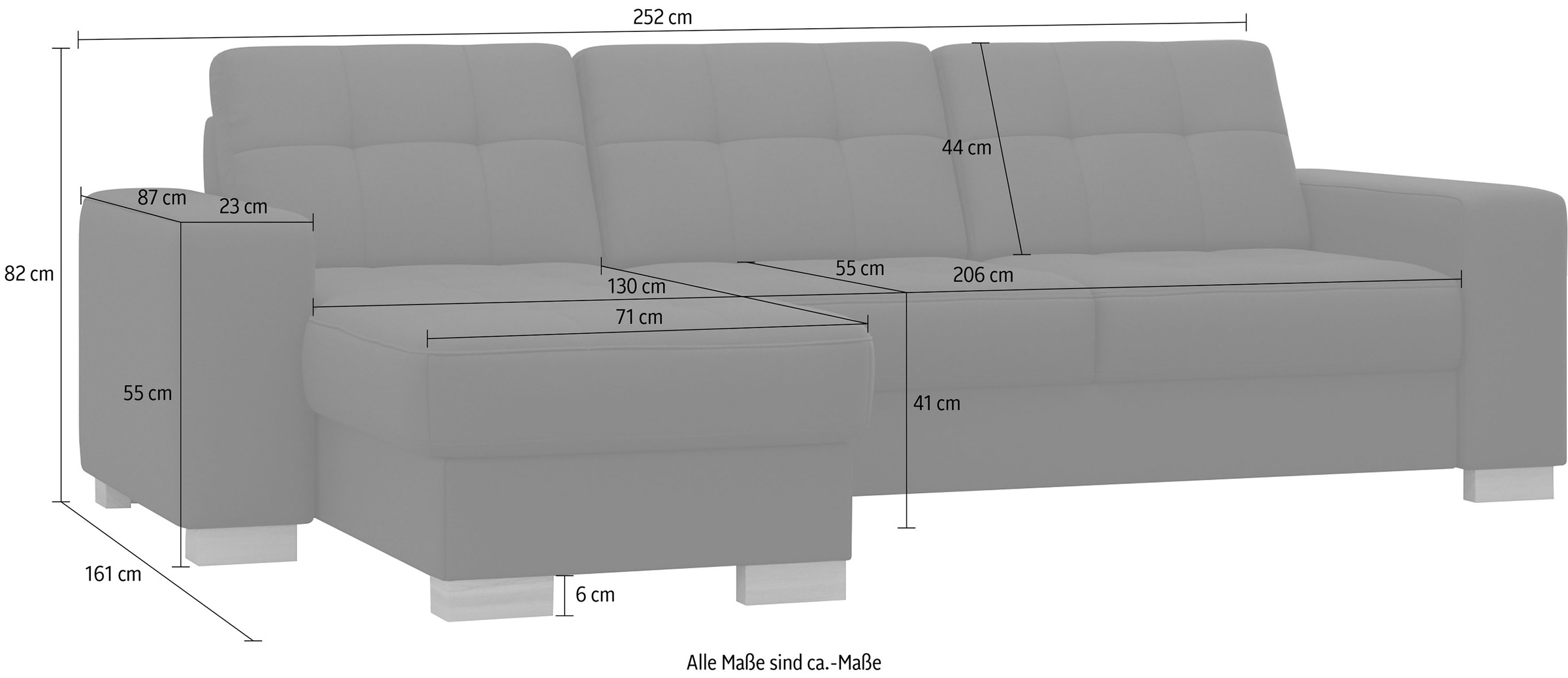 sit&more Ecksofa »Quincy L-Form« wahlweise mit Bettfunktion und Bettkasten