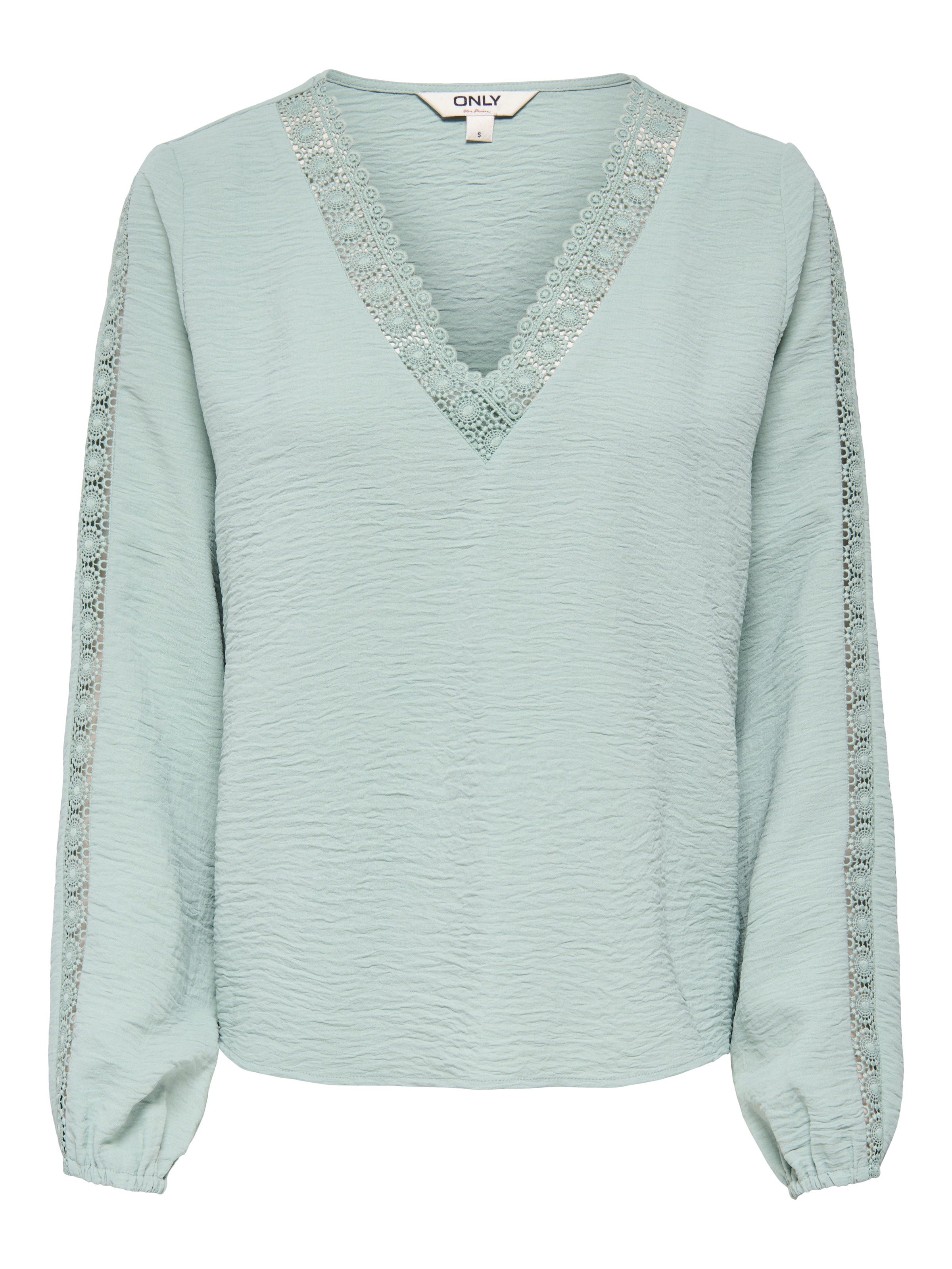 ONLY Blouse à manches longues »ONLGREGOR METTE LS LACE TOP WVN« Kunstfaser, regular fit, V-Ausschnitt, Regular Waist