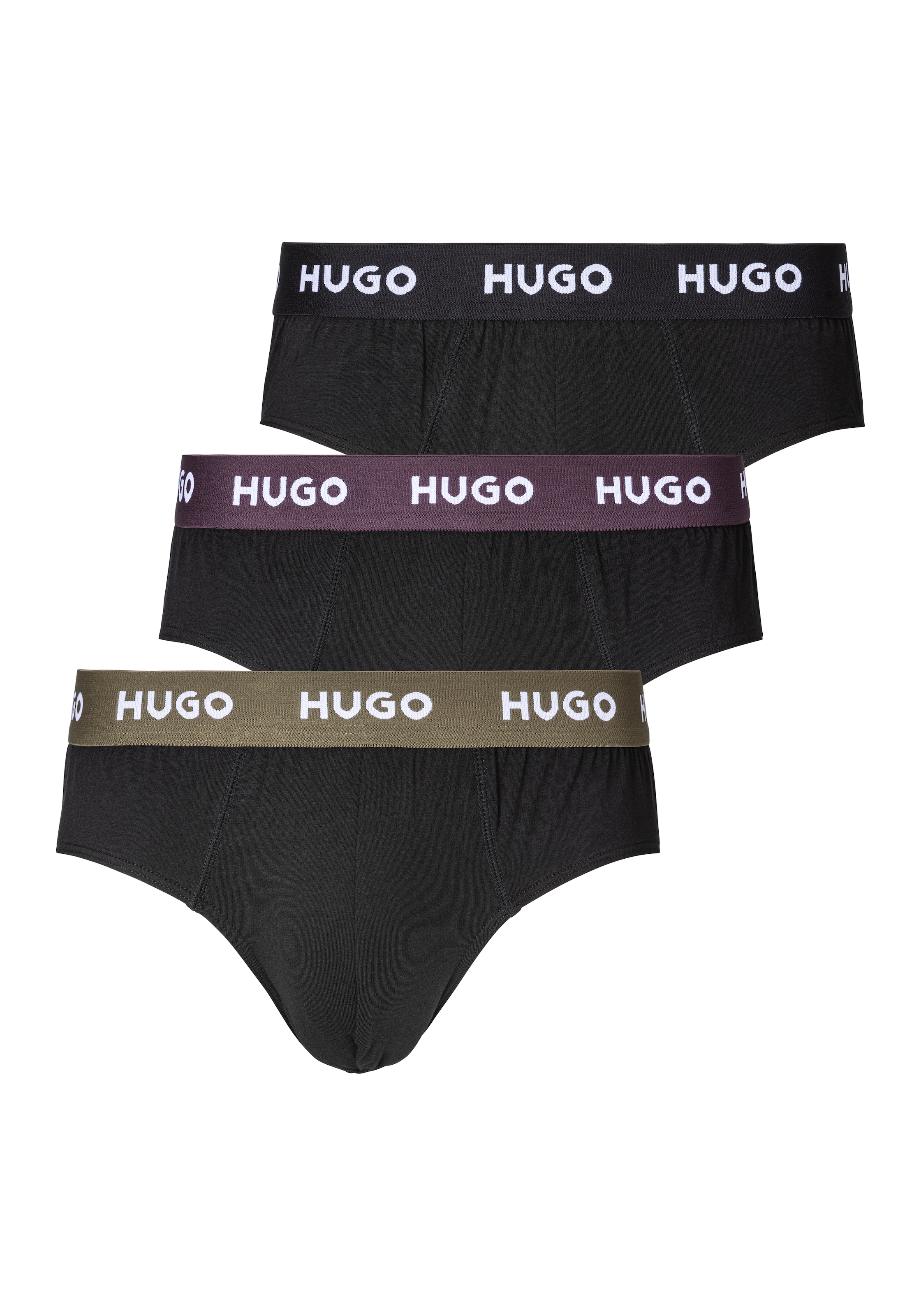 HUGO Underwear Hüftslip »HIPBRIEF TRIPLETPACK«, mit kontrastfarbenem Logobund