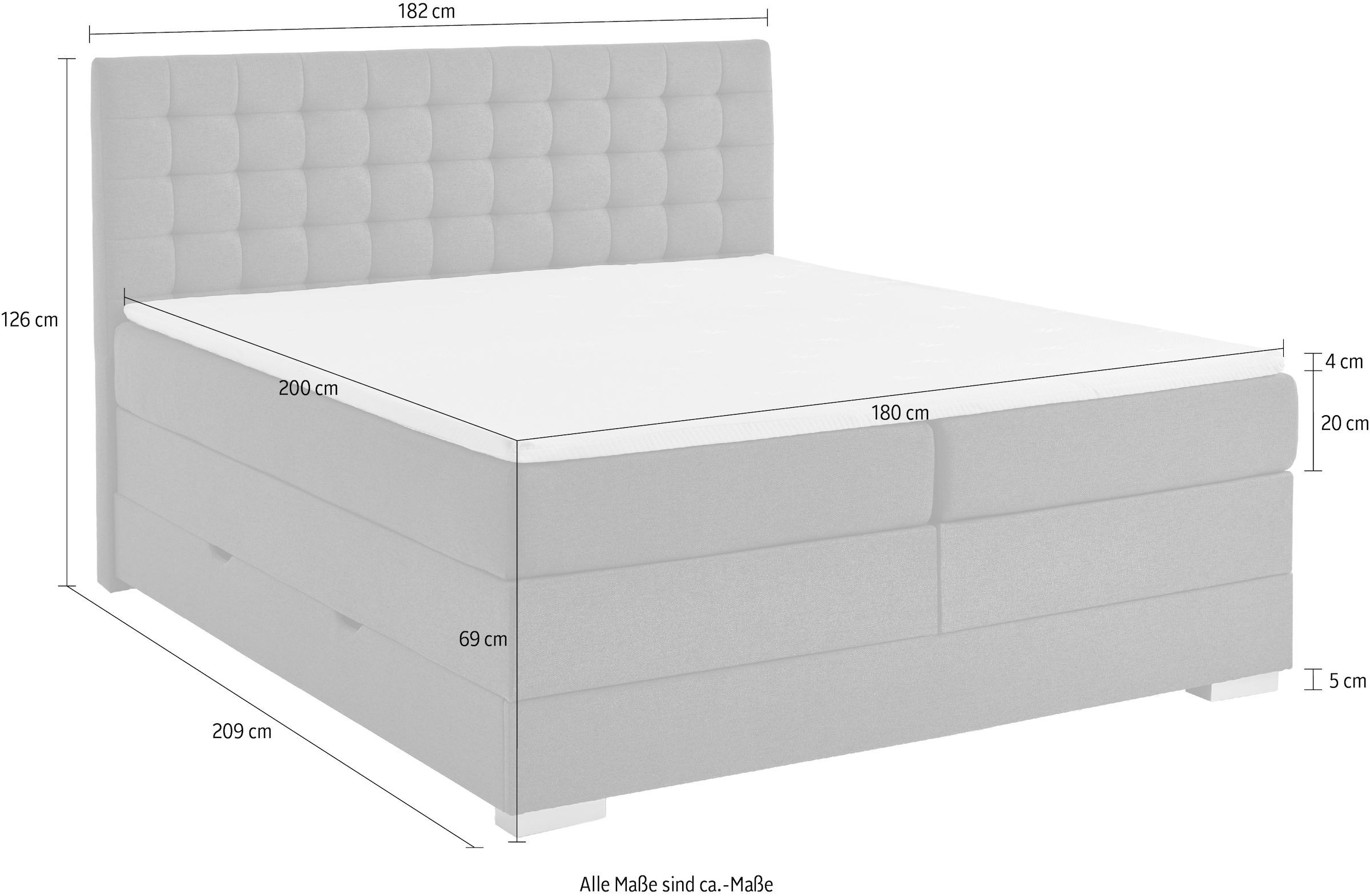 INOSIGN Boxbett »Keeva inkl. Bettkasten«, erhältlich in der Breite 180x200cm