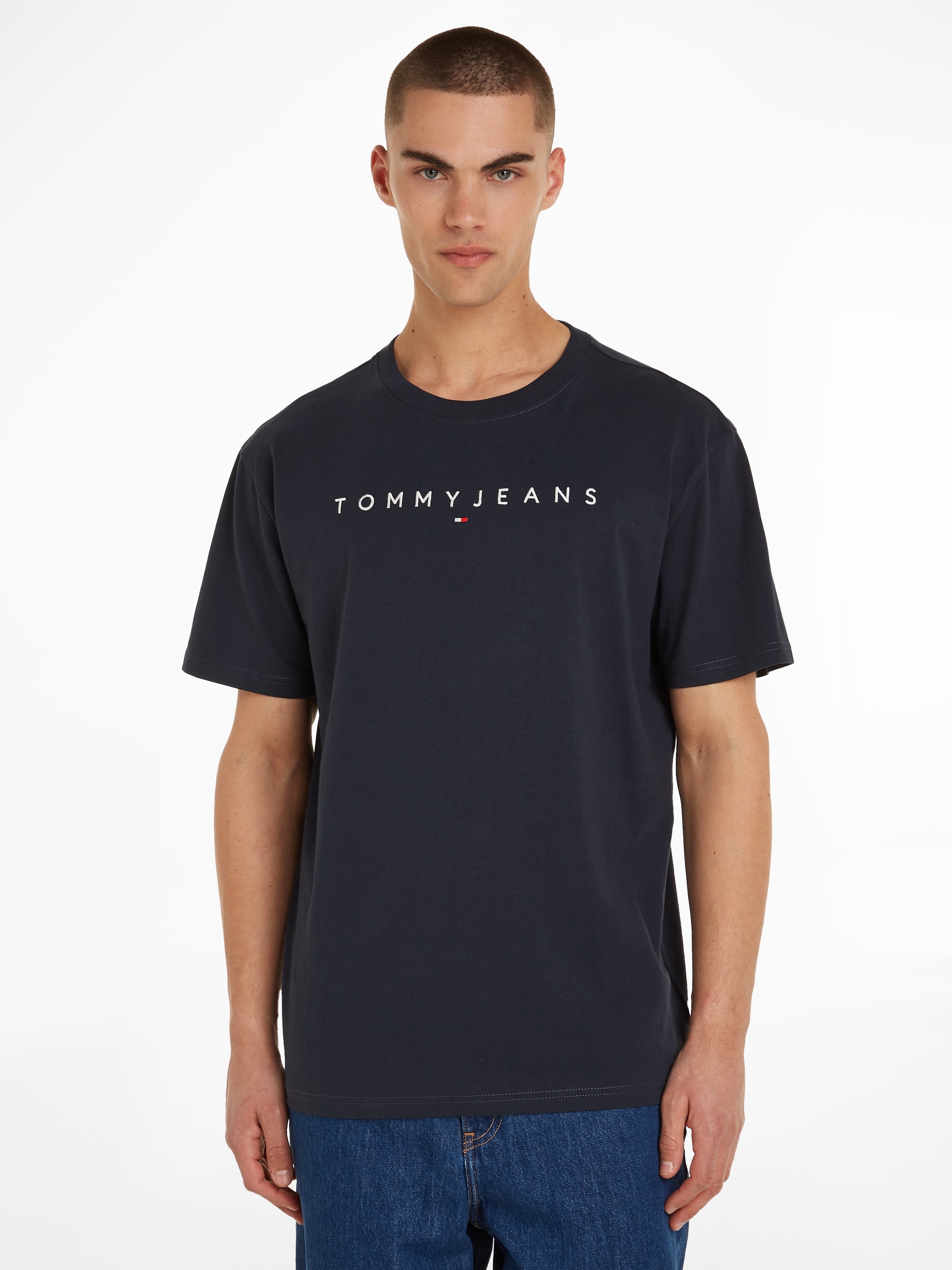 ♕ Tommy Jeans T-Shirt »TJM REG LINEAR LOGO TEE EXT«, mit Markenlabel  versandkostenfrei auf