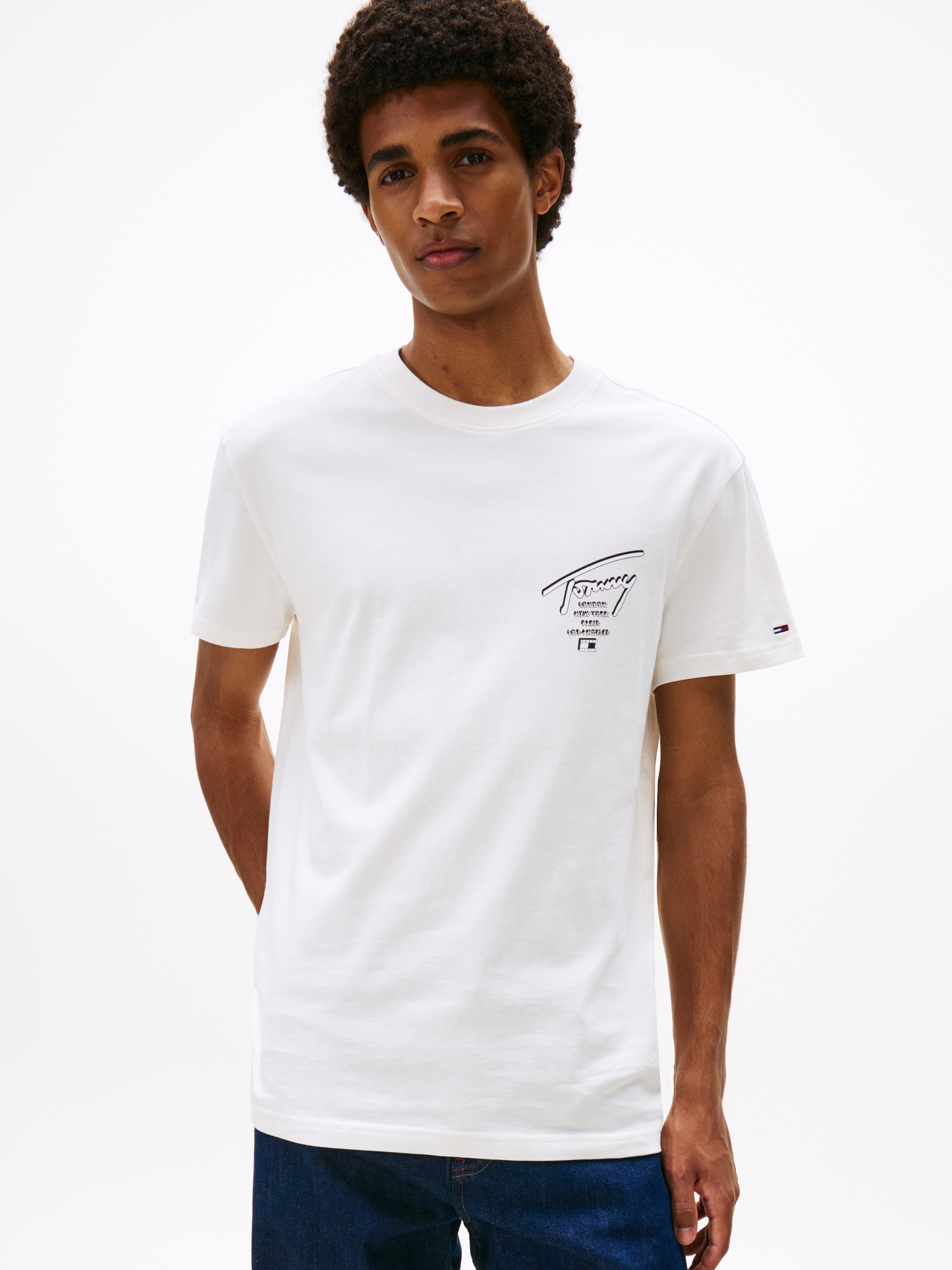 Image of Tommy Jeans T-Shirt "TJM SIGN CITY TEE EXT" Rundhals, regular fit, grosser Rückenprint