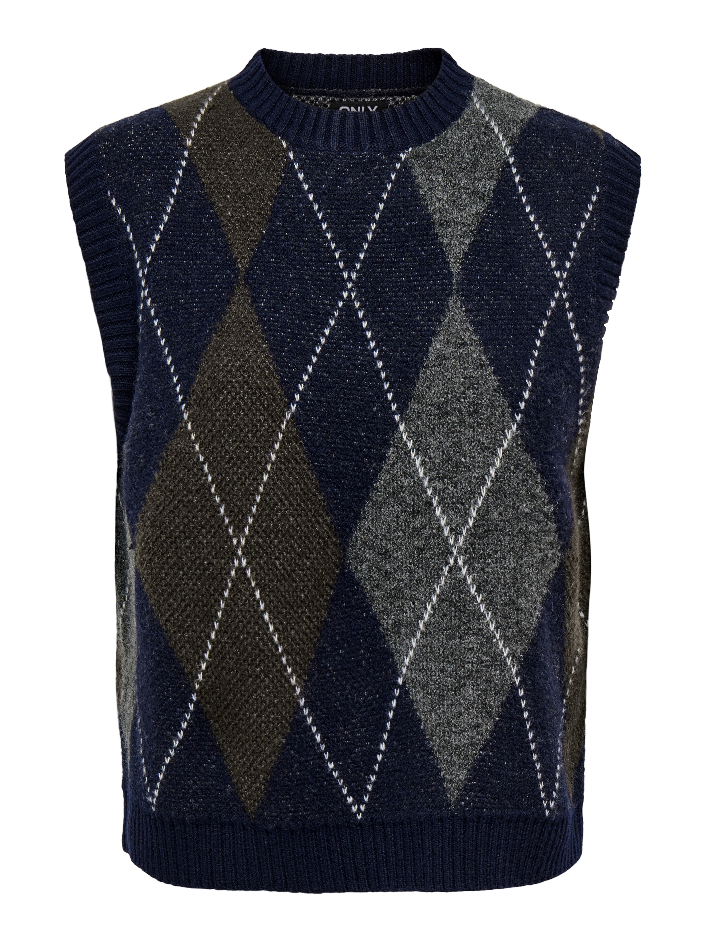 ONLY Pullunder »ONLRHOMBUS HARLEQUIN VEST KNT NOOS« Materialmix, regular fit