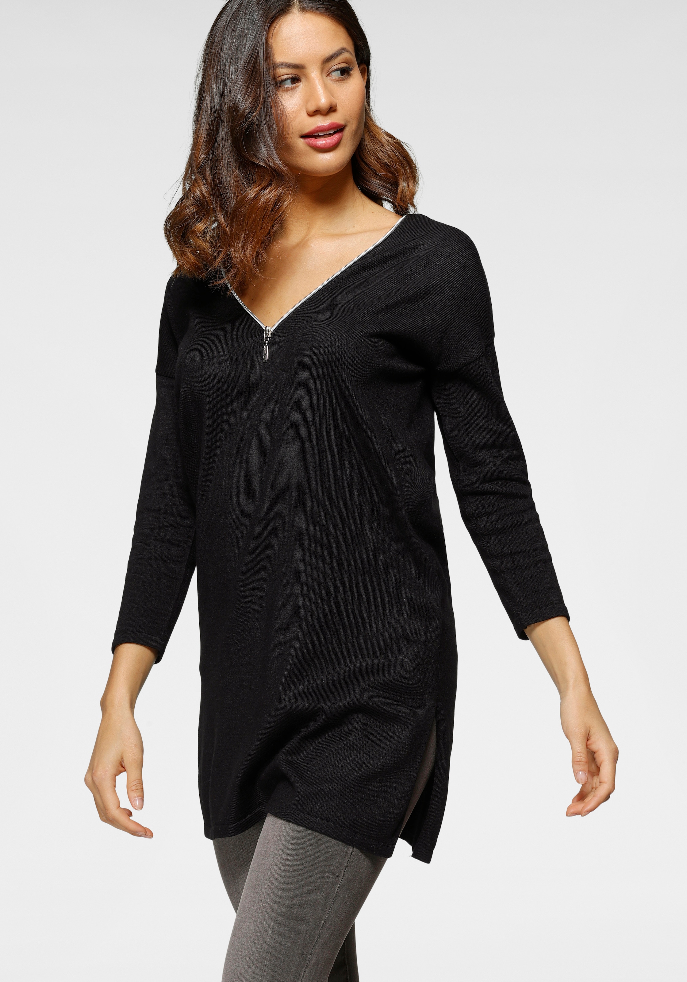 Image of Laura Scott Longpullover mit Reissverschluss-Detail und 3/4 Ärmeln