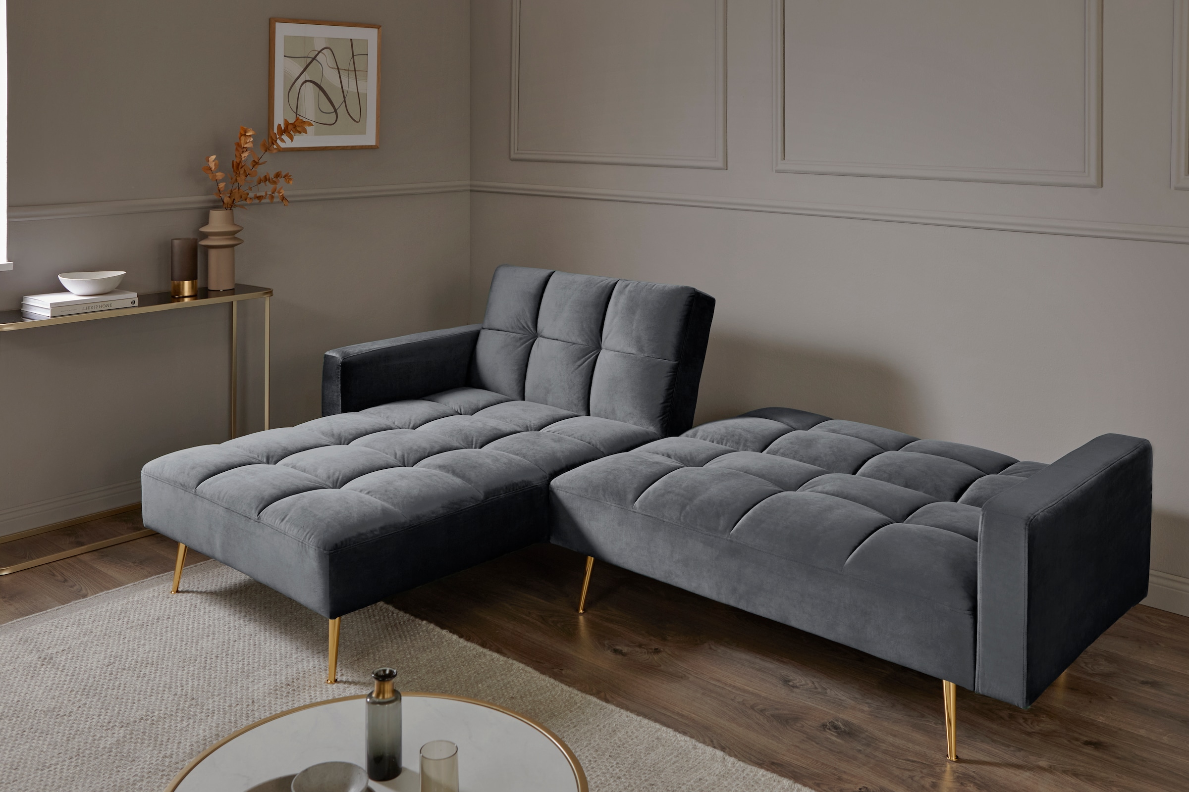 Jahnke Canapé d'angle »CHILLAX POSH CORNER« avec fonction couchage, montage réversible, 244 x 150 cm