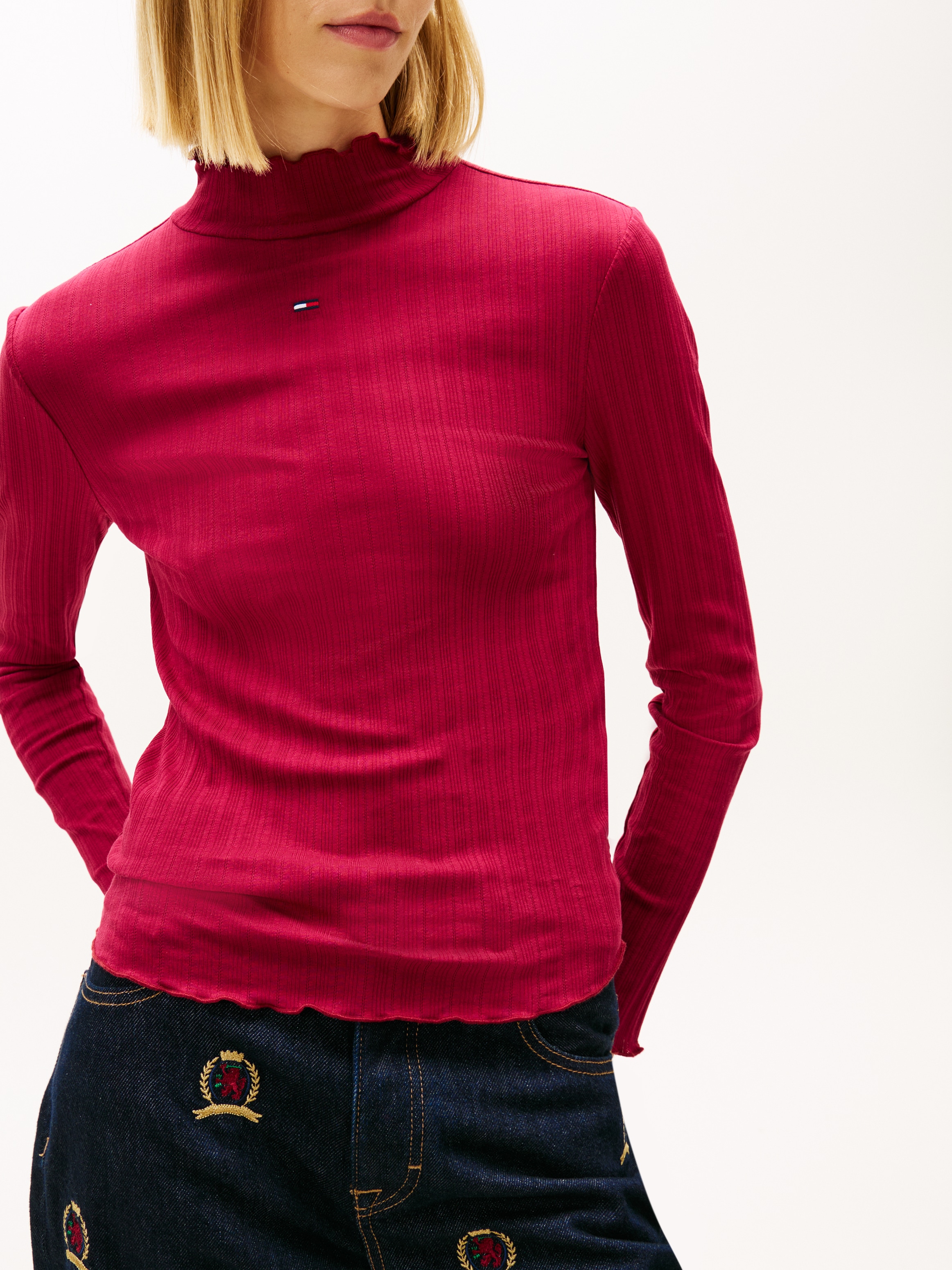 Tommy Jeans Langarmshirt »TJW SLIM RIB LETTUCE EDGE LS« Packung, 3 tlg. in gerippter Struktur