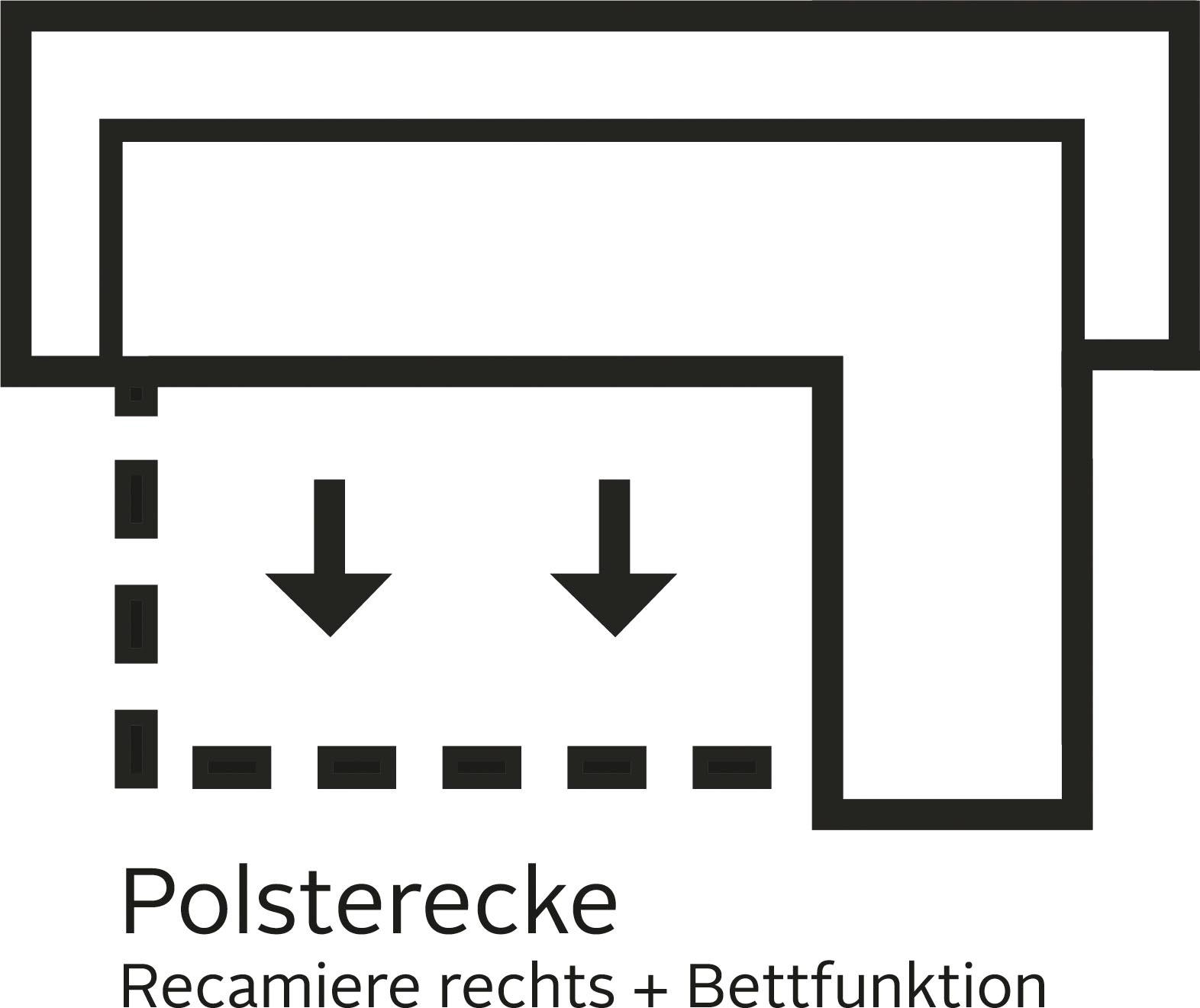 Home affaire Ecksofa »Alberto L-Form«, wahlweise mit Bettfunktion, inkl. Kopfteilverstellung, mit Recamiere