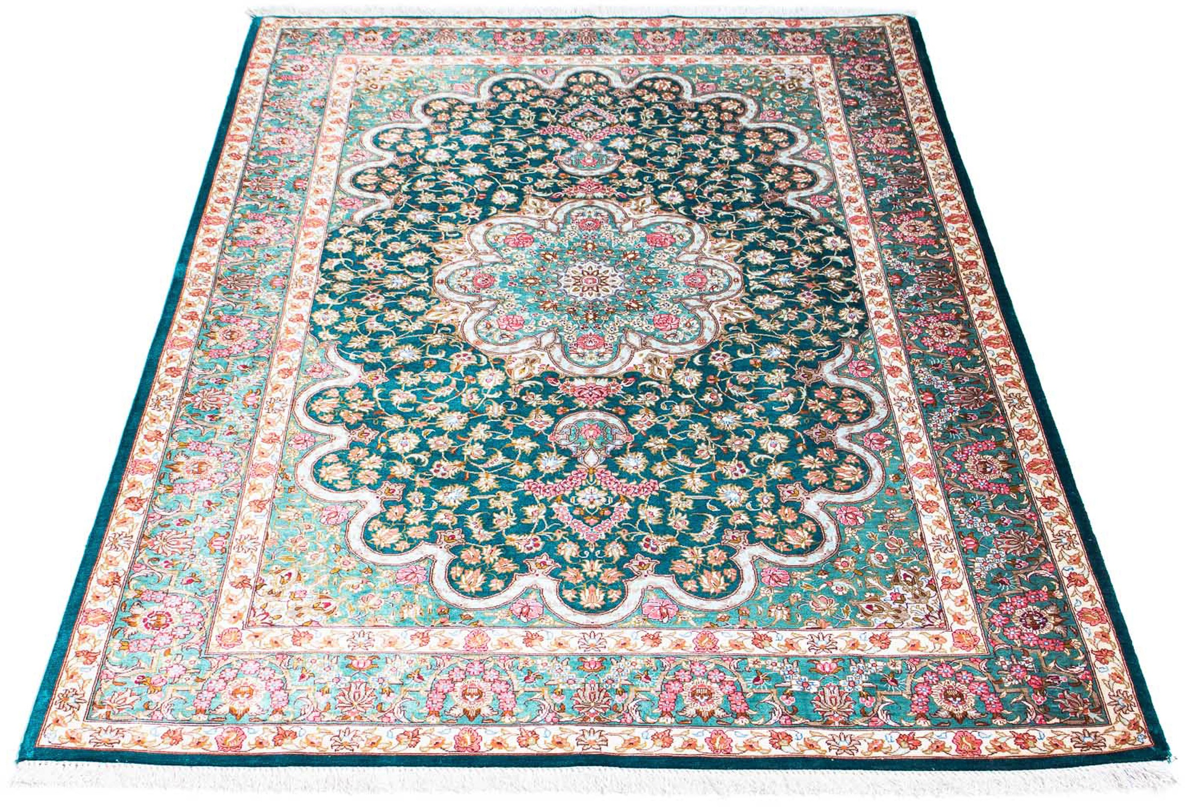 Image of morgenland Orientteppich »Perser - Ghom - 163 x 100 cm - grün«, rechteckig, 10 mm Höhe, Wohnzimmer, Handgeknüpft, Einzelstück mit Zertifikat bei Ackermann Versand Schweiz