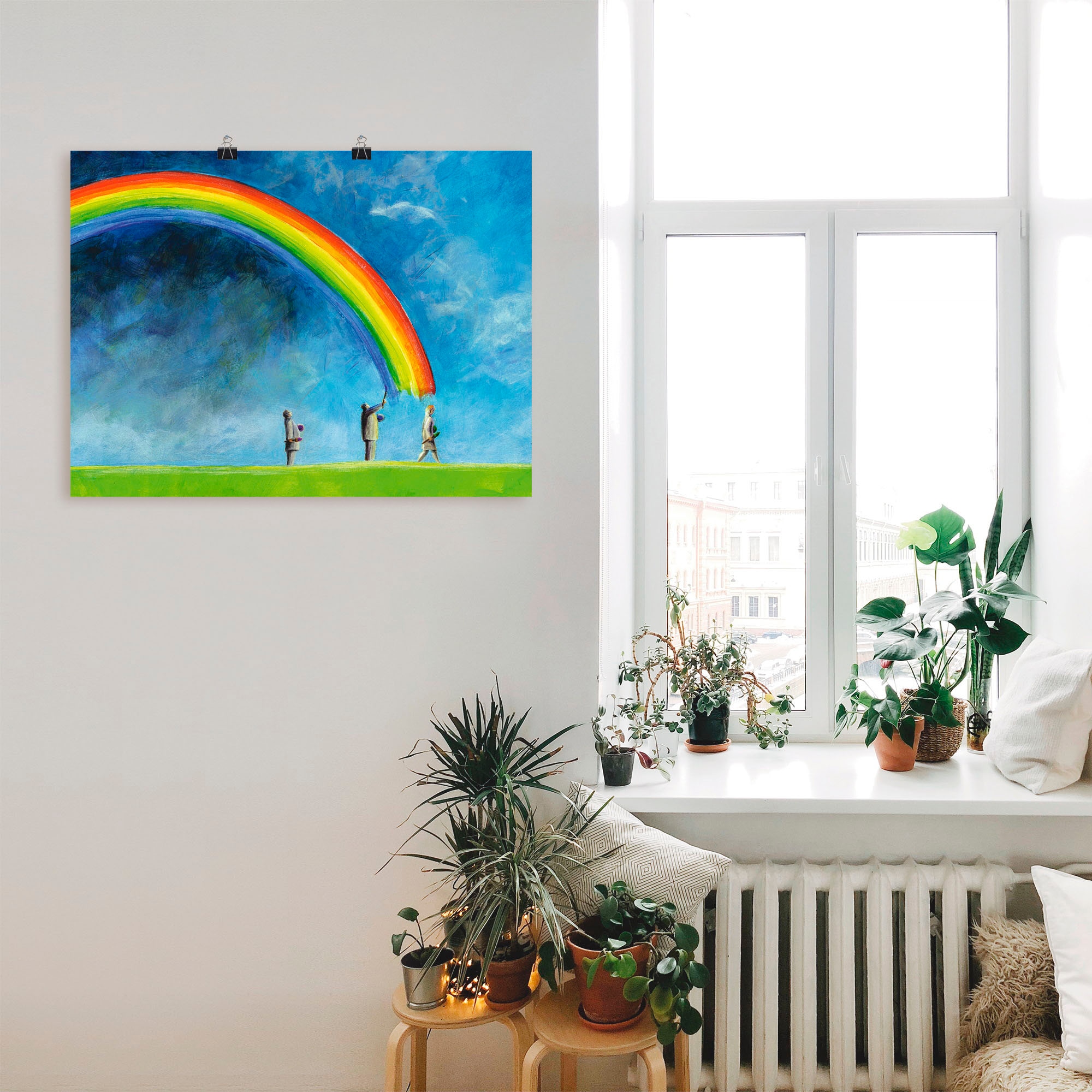 Artland Poster »Regenbogen malen«, Gruppen & Familien, (1 St.), als Leinwandbild, Wandaufkleber oder Poster in versch. Grössen