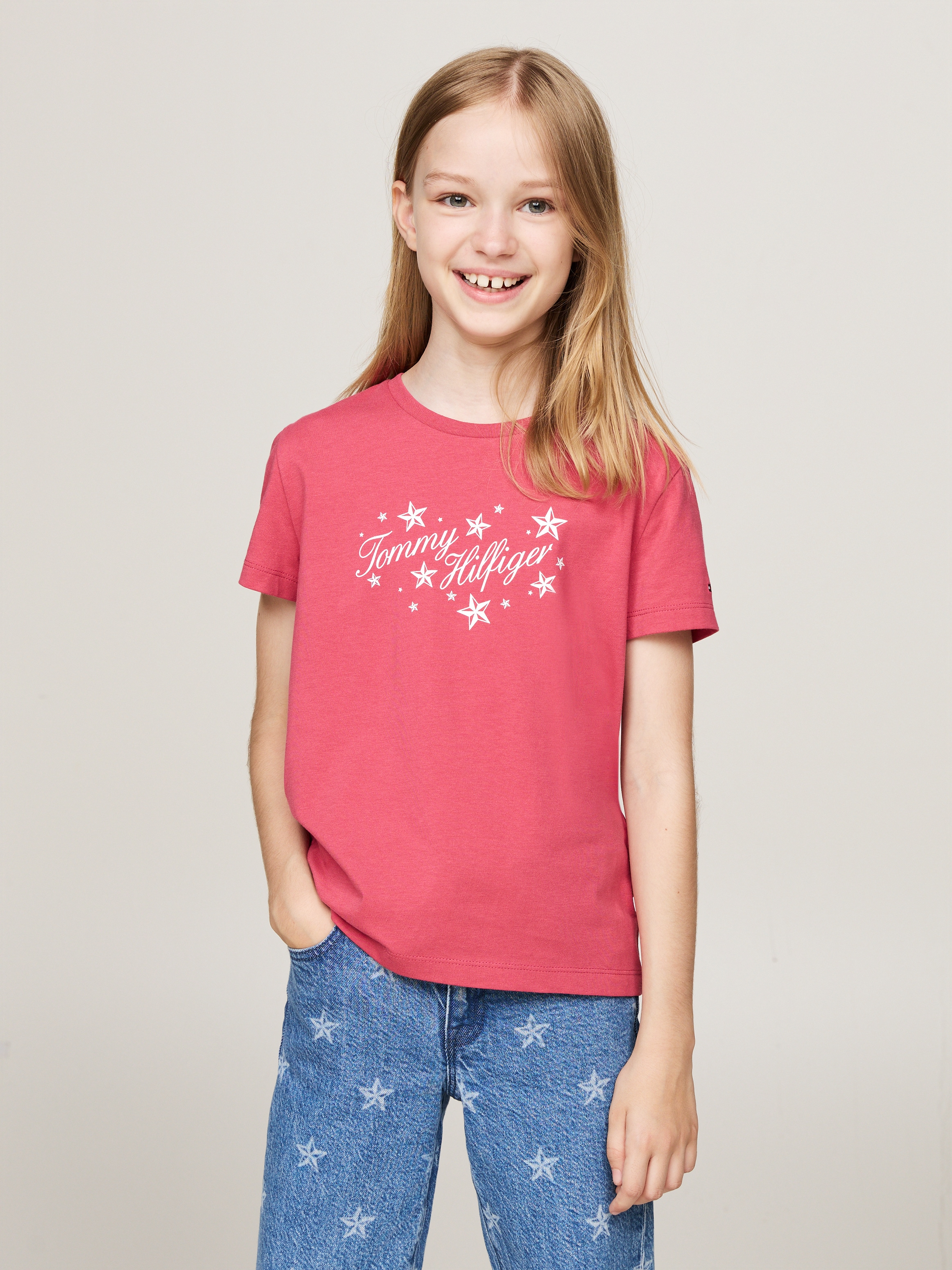 T-Shirt »TOMMY SCRIPT GLITTER TEE SS«, mit grossem Logodruck