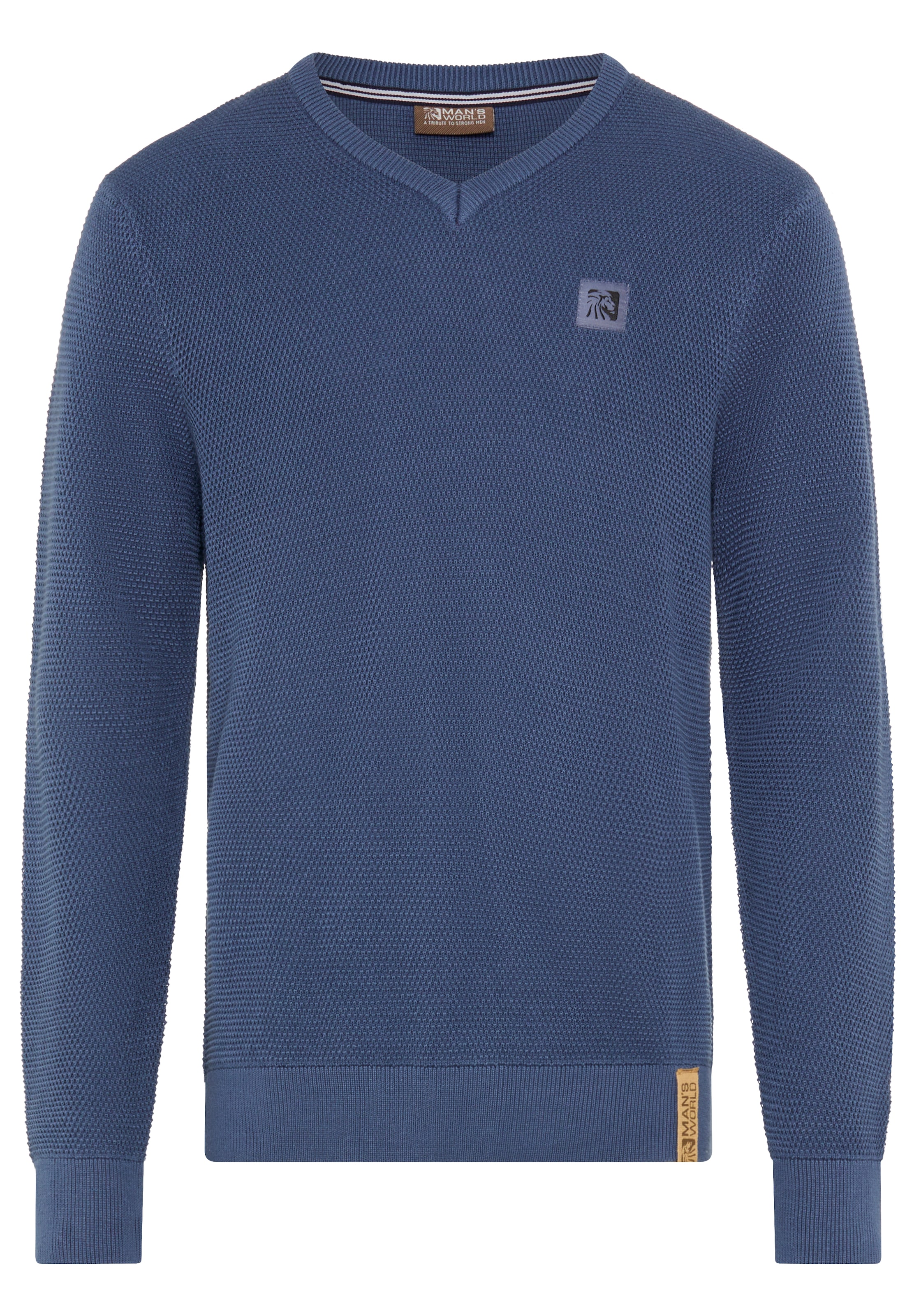 Man's World V-Ausschnitt-Pullover »Neue Kollektion! Highlight Strickstruktur« Strickmaterial, Rippbündchen am Ausschnitt, Regular Fit Passform