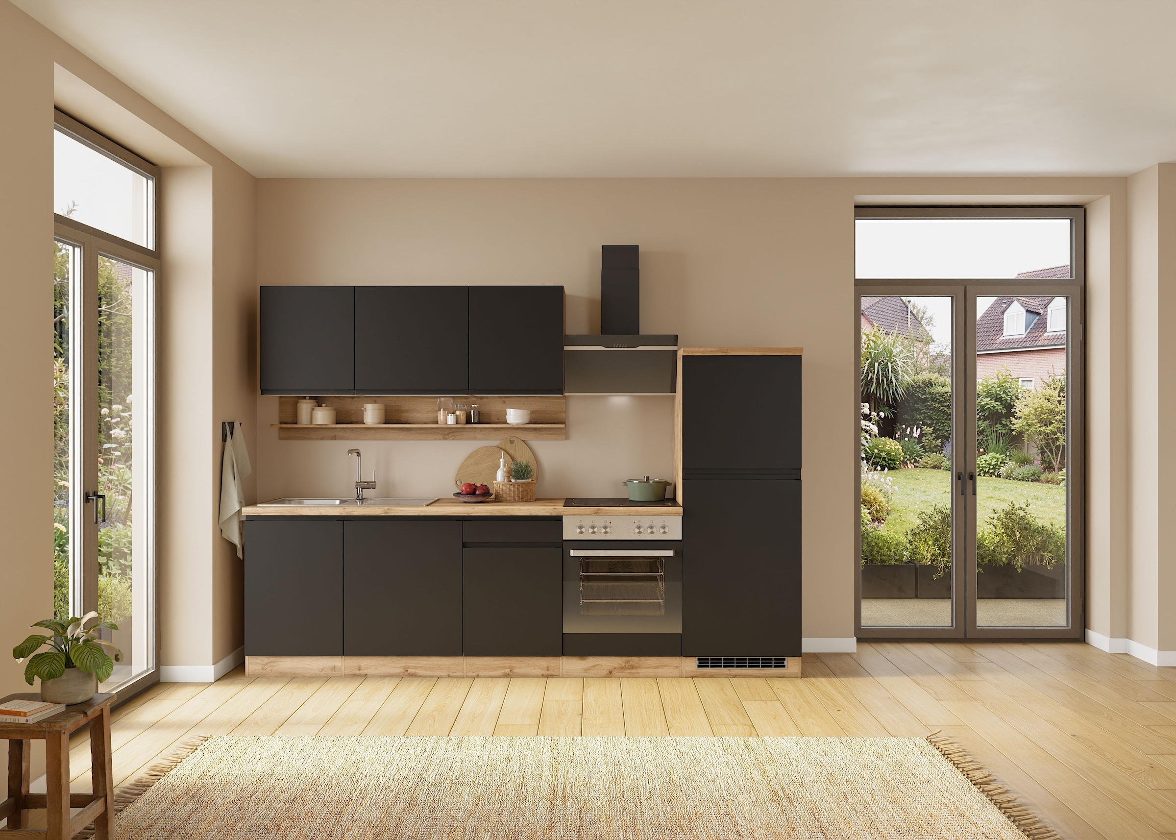 KOCHSTATION Armoire réfrigérée encastrable »KS-Virginia,neu in verbesserter Ausführung« Rangement, Softclose,  Largeur 60 cm, hauteur 165 cm, niche pour réfrigérateur : L/H/P 56/88/55 cm