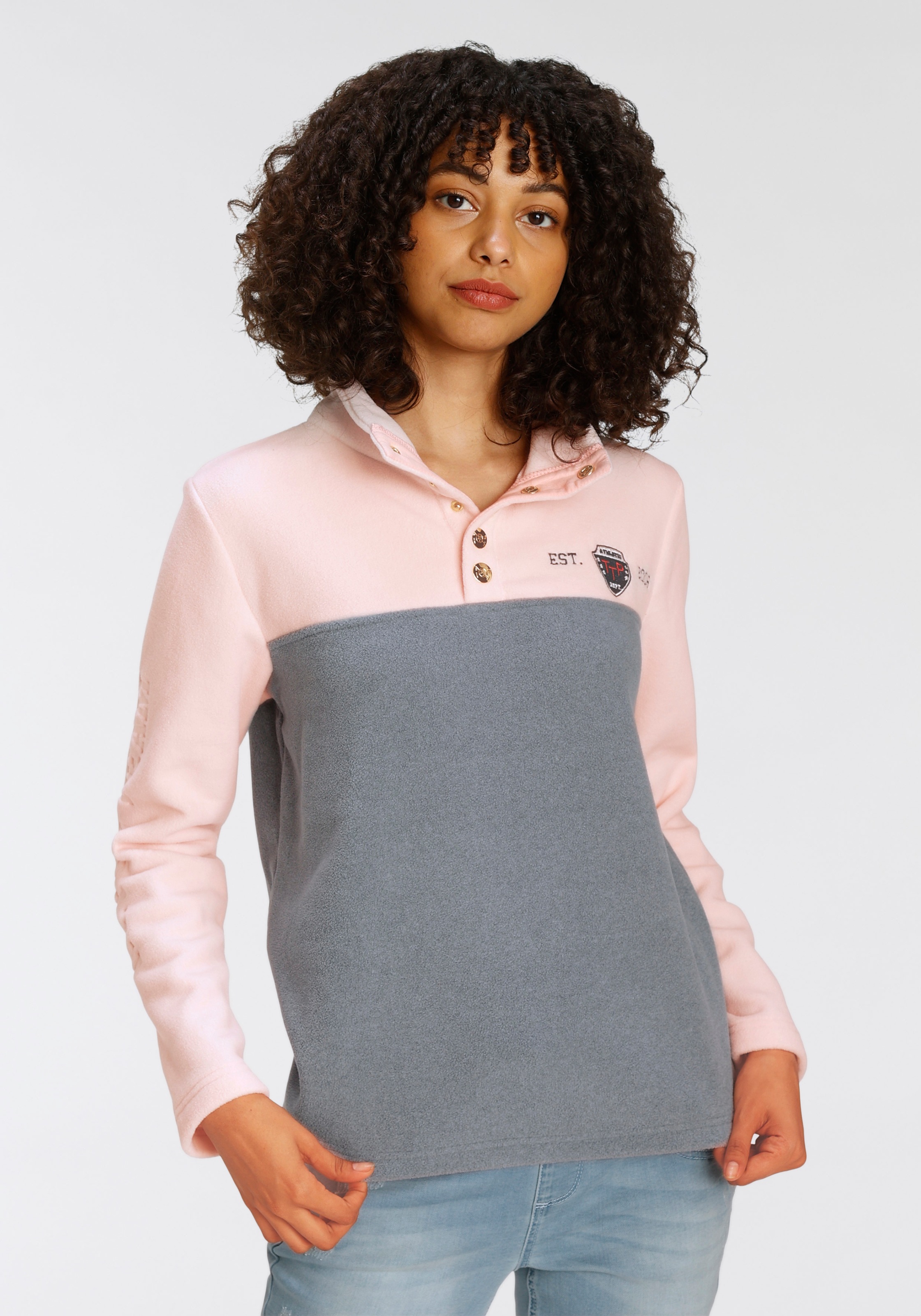 Image of TOM TAILOR Polo Team Fleecepullover, mit Logo-Stickerei & eingepresstem Logo-Schriftzug auf dem Arm - NEUE KOLLEKTION bei Ackermann Versand Schweiz
