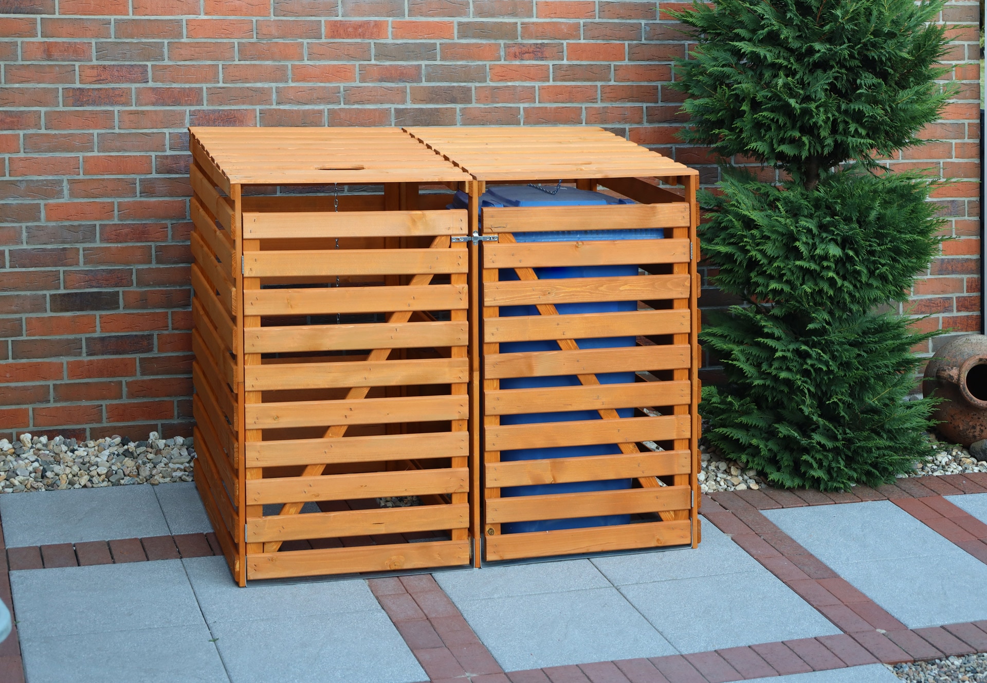 promadino Coffre à poubelles »Vario V« pour 2 x 240 l, brun
