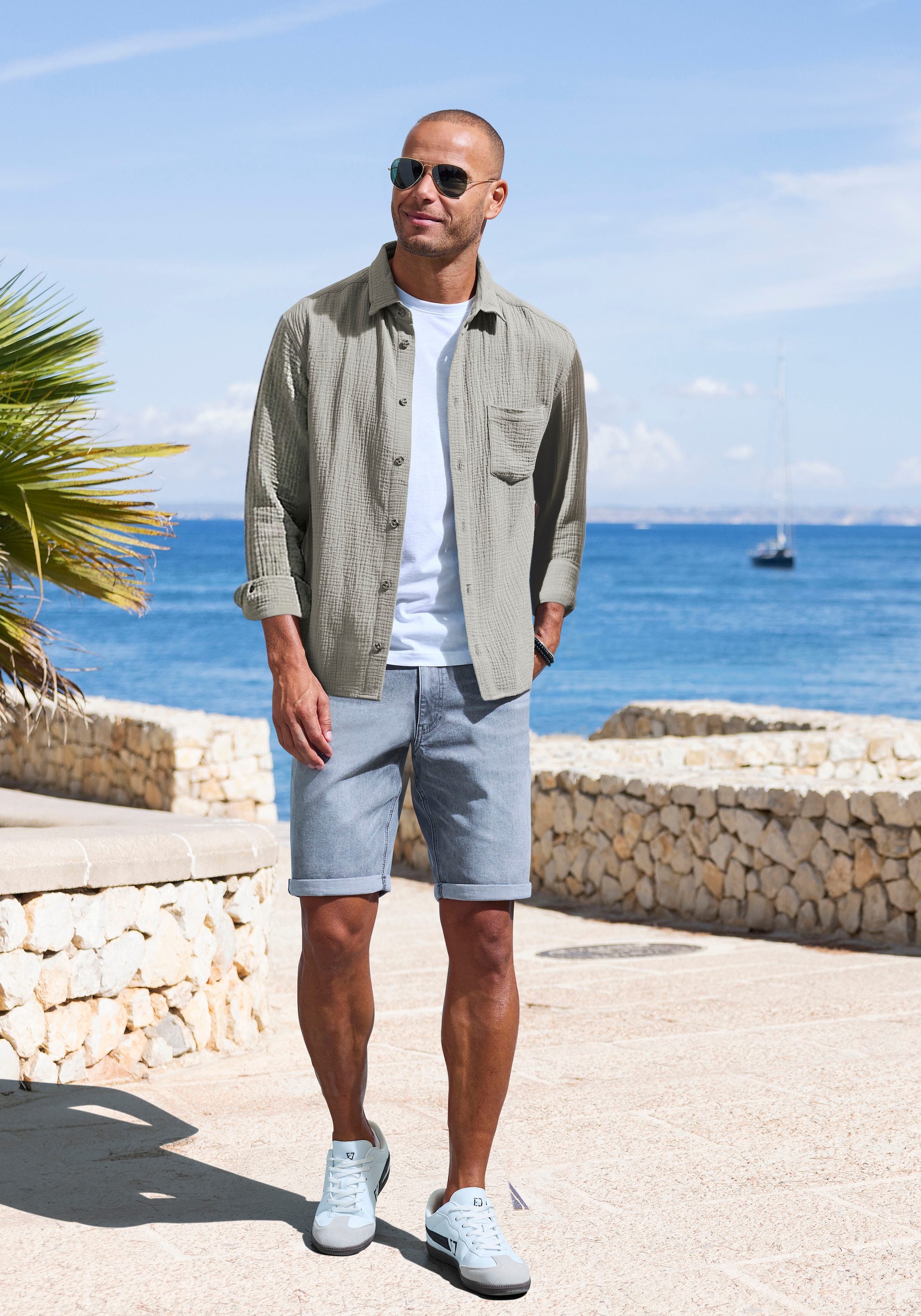 Beachtime Chemise à manches longues »Regular fit« chemise décontractée à manches longues en mousseline