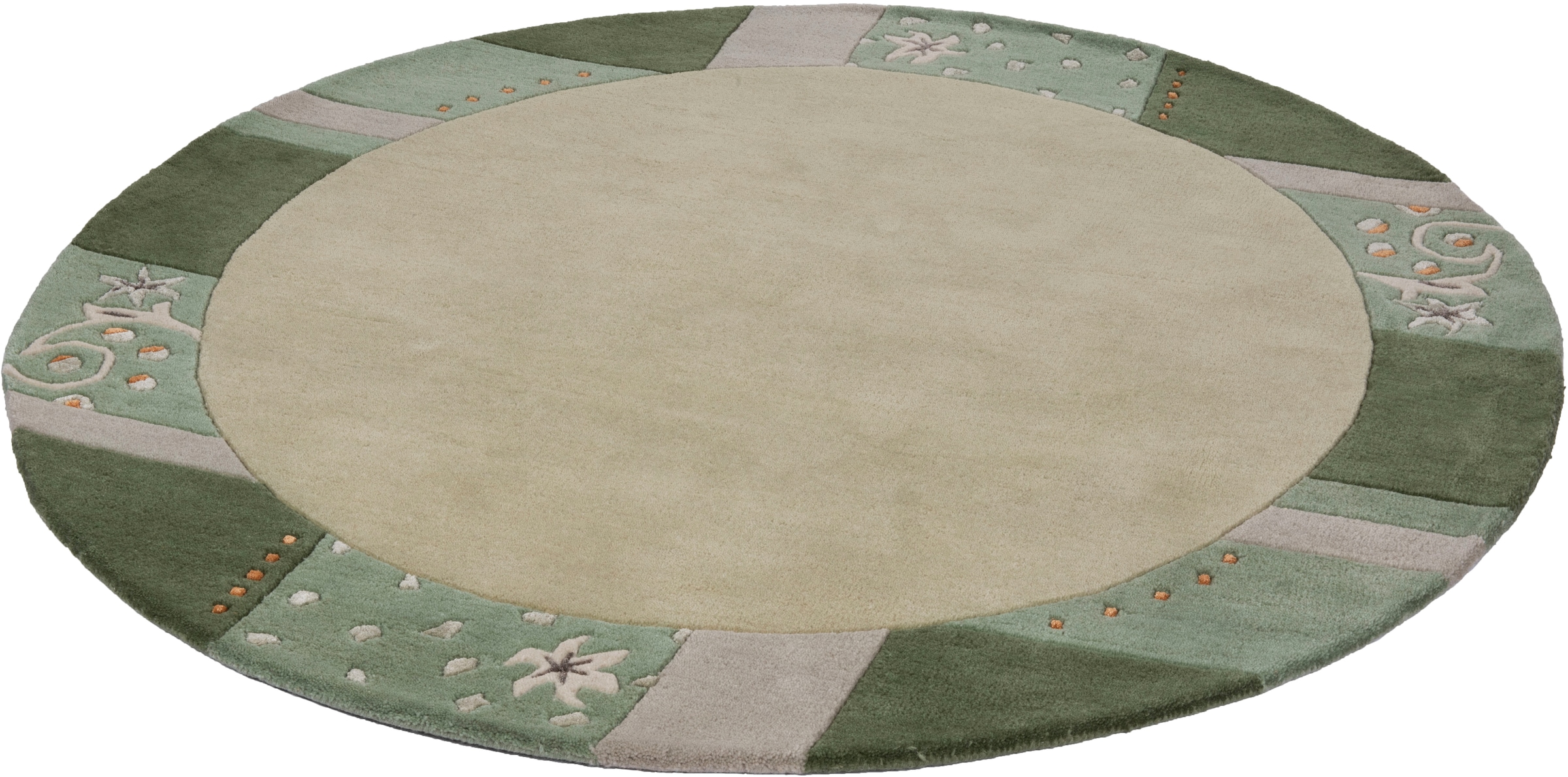 Image of THEKO Wollteppich »Royal Ganges«, rund, 13 mm Höhe, reine Wolle, mit Bordüre, ideal im Wohnzimmer & Schlafzimmer bei Ackermann Versand Schweiz