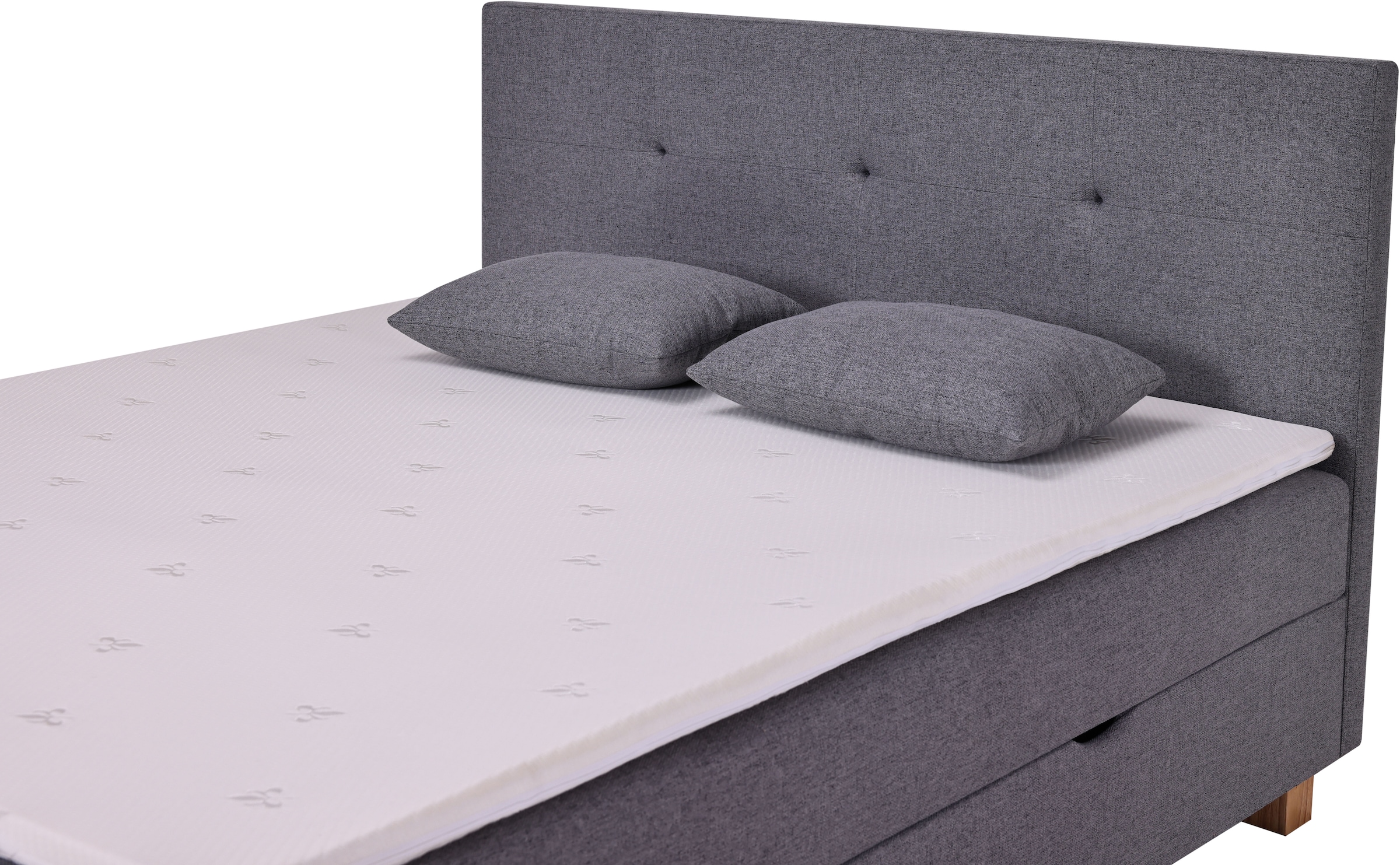 Home affaire Boxbett »Oyré inkl. Bettkasten, erhältlich in der Grösse 180x200cm« mit Holzfüsse in eichefarben