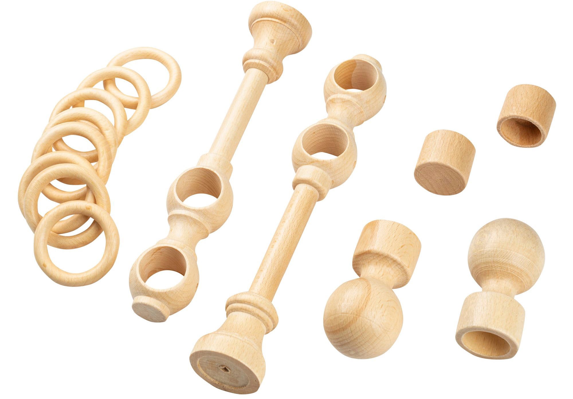 SN DECO GROUP Gardinenstange »Giro«, 2 läufig-läufig, Fixmass, 28 mm, Holz, verschiedene Längen und Farben, Komplettset