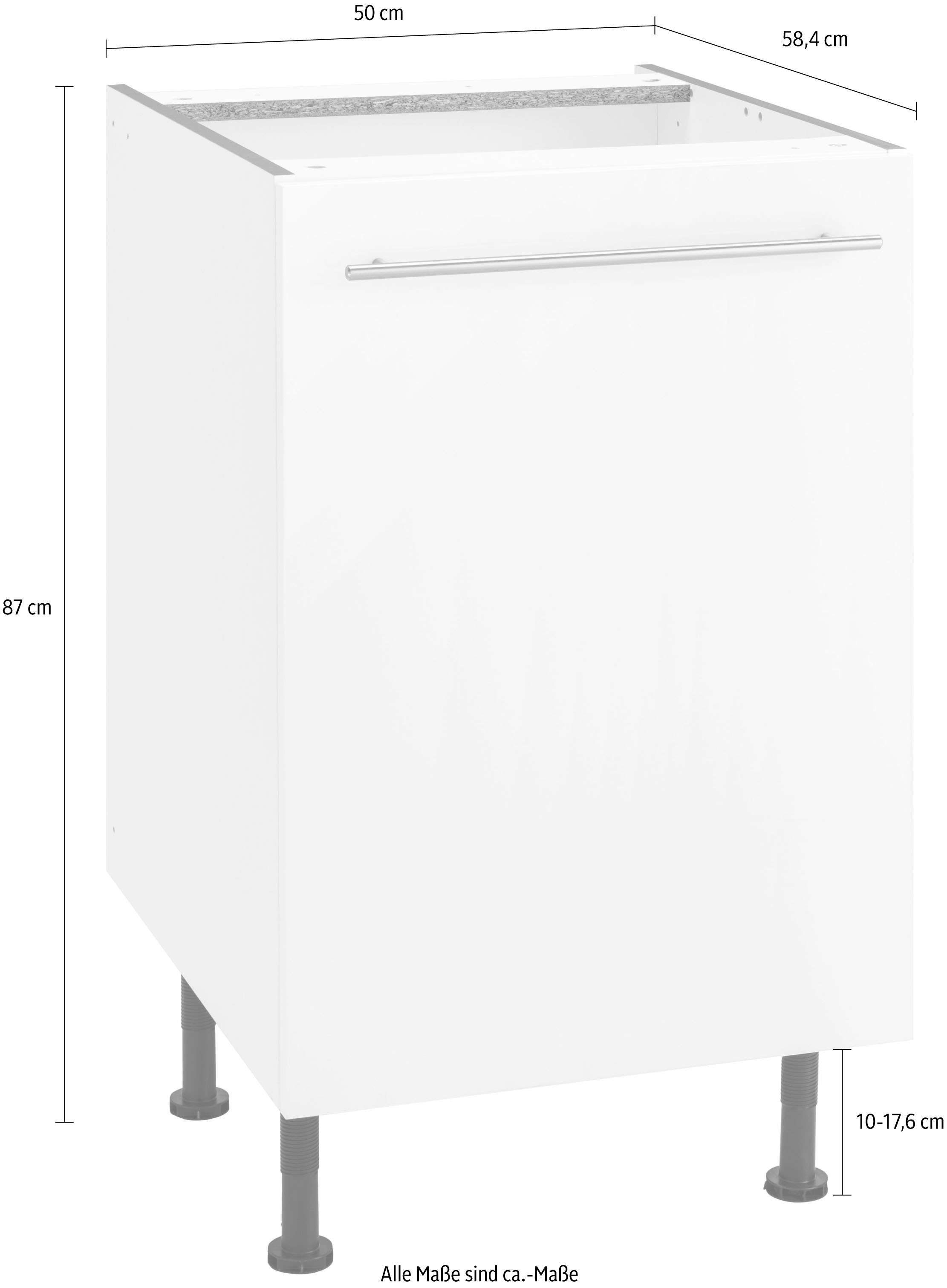 OPTIFIT Unterschrank »Bern«, 50 cm breit, mit 1 Tür mit höhenverstellbaren Füssen, mit Metallgriff
