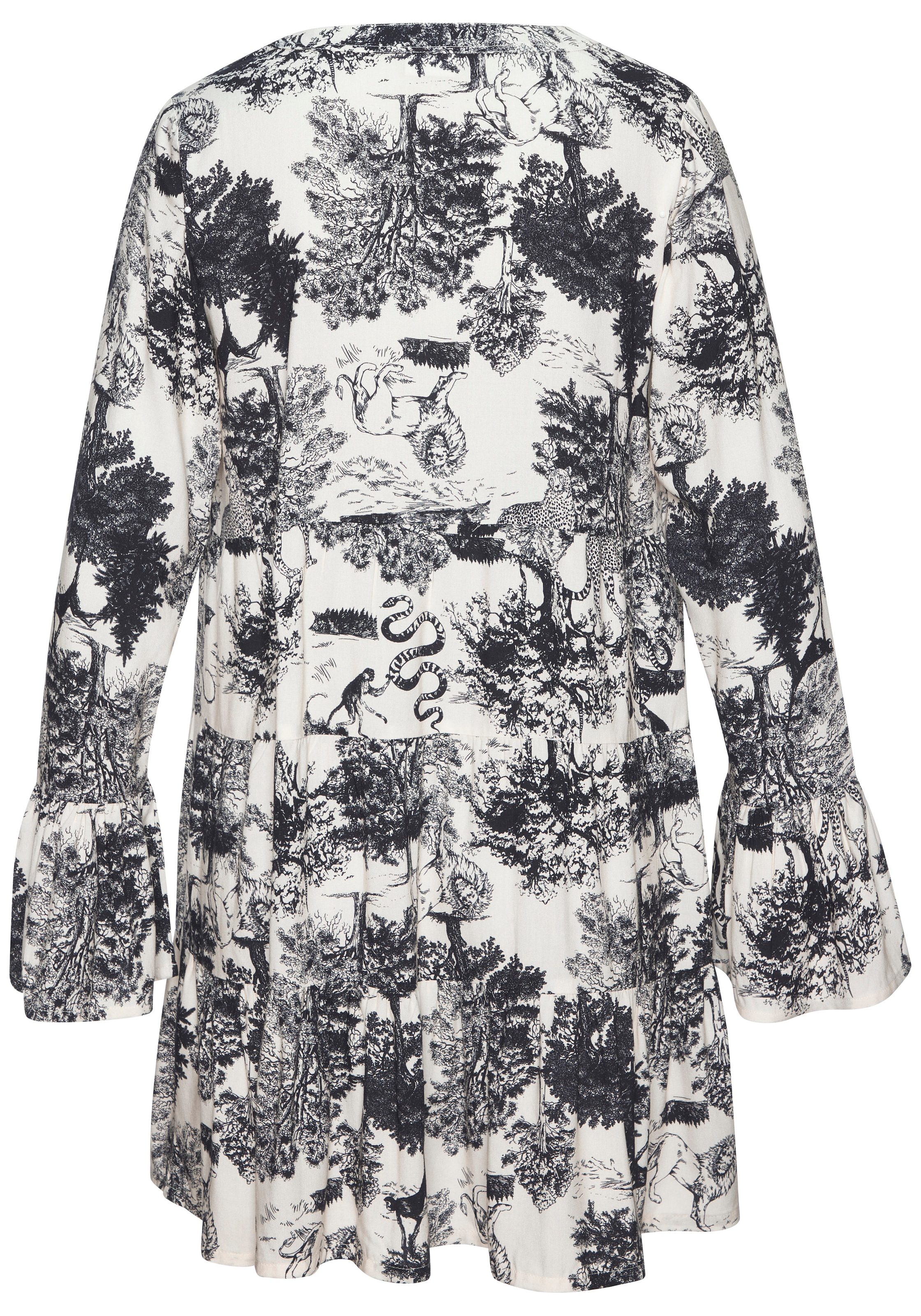 LASCANA Robe de plage avec imprimé intégral, tunique, robe chemise en viscose