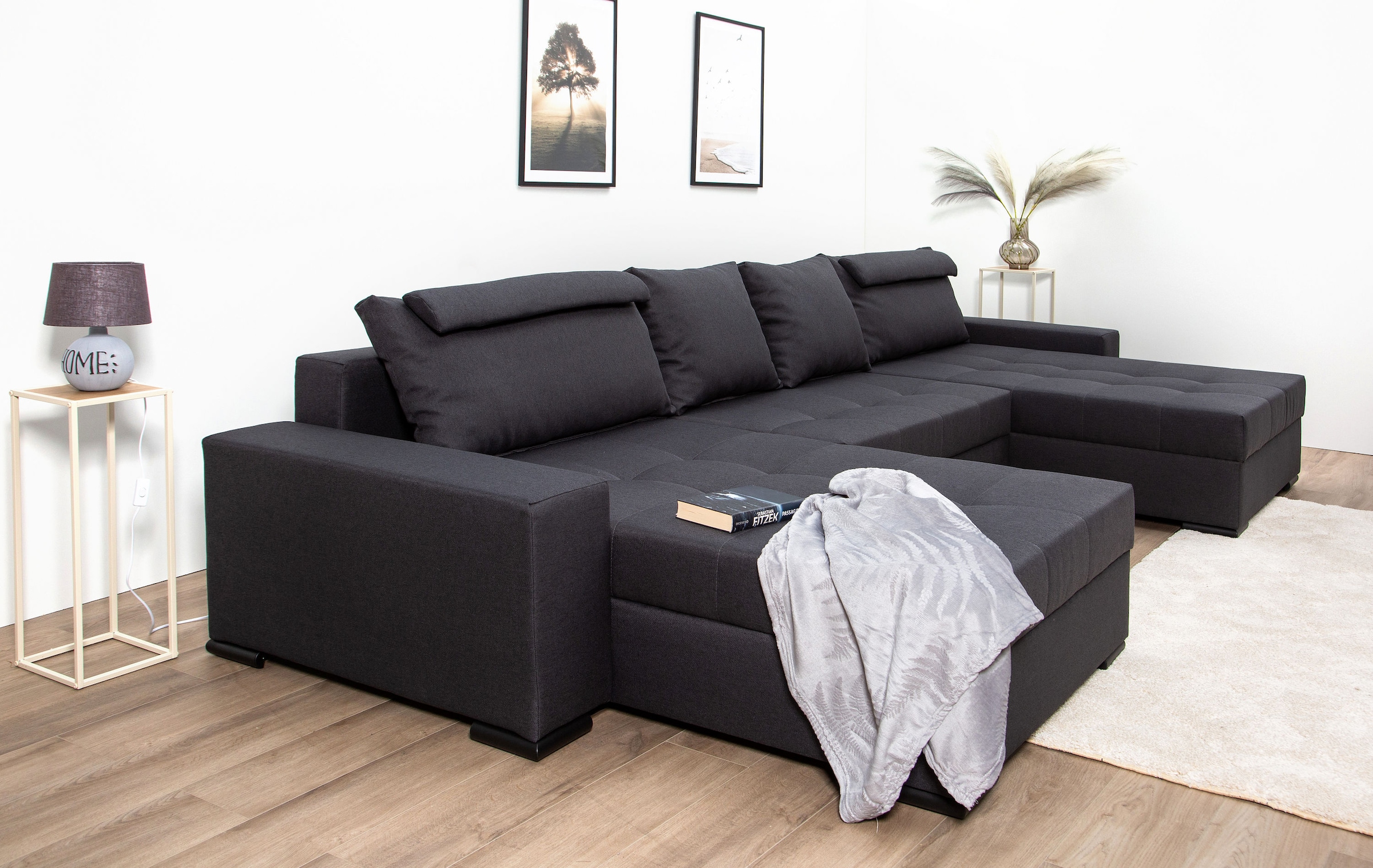 COLLECTION AB Wohnlandschaft »XXXL-Josy Relax U-Form Breite 352 cm, mit 2 gleich grossen Recamieren«, inkl. Bettfunktion, Bettkasten, mit 4 Rückenkissen in zwei Grössen