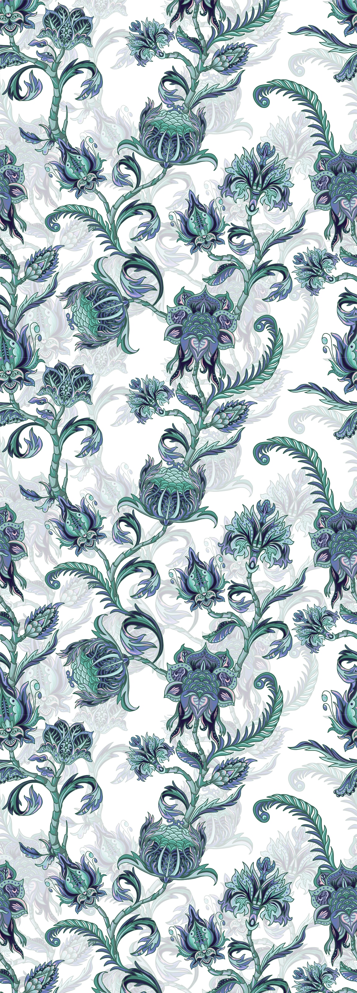 Image of queence Vinyltapete "Jade" Motiv bedruckt botanisch floral gemustert natürlich glatt 90x250cm, selbstklebend, kinderleichte Anbringung, Sticker