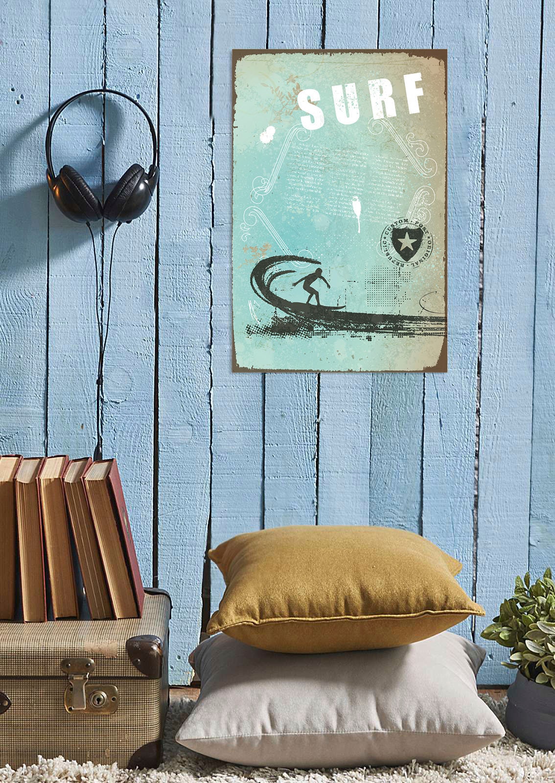 Image of queence Metallbild "Surf" 1 Stk. tlg. Stahlschilder
