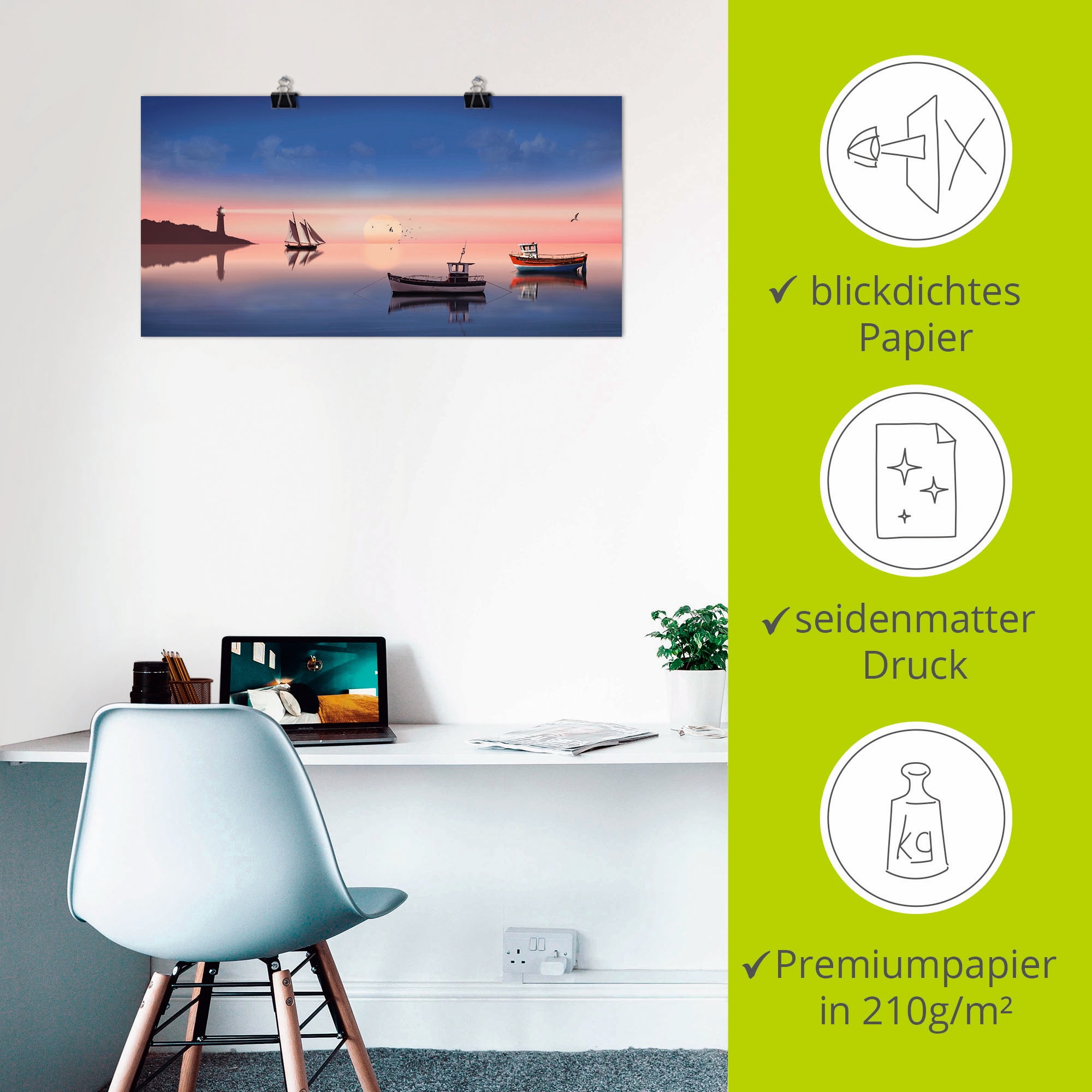 Artland Poster »Fischerboote«, Boote & Schiffe, (1 St.), als Leinwandbild, Wandaufkleber oder Poster in versch. Grössen