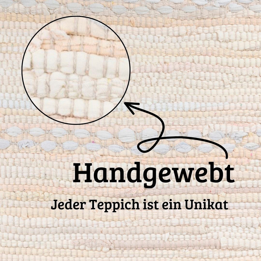 Home affaire Teppich »Nickelberg«, rechteckig, 10 mm Höhe, 90% Baumwolle, handgewebt, mit Fransen, aus recycelten Materialien