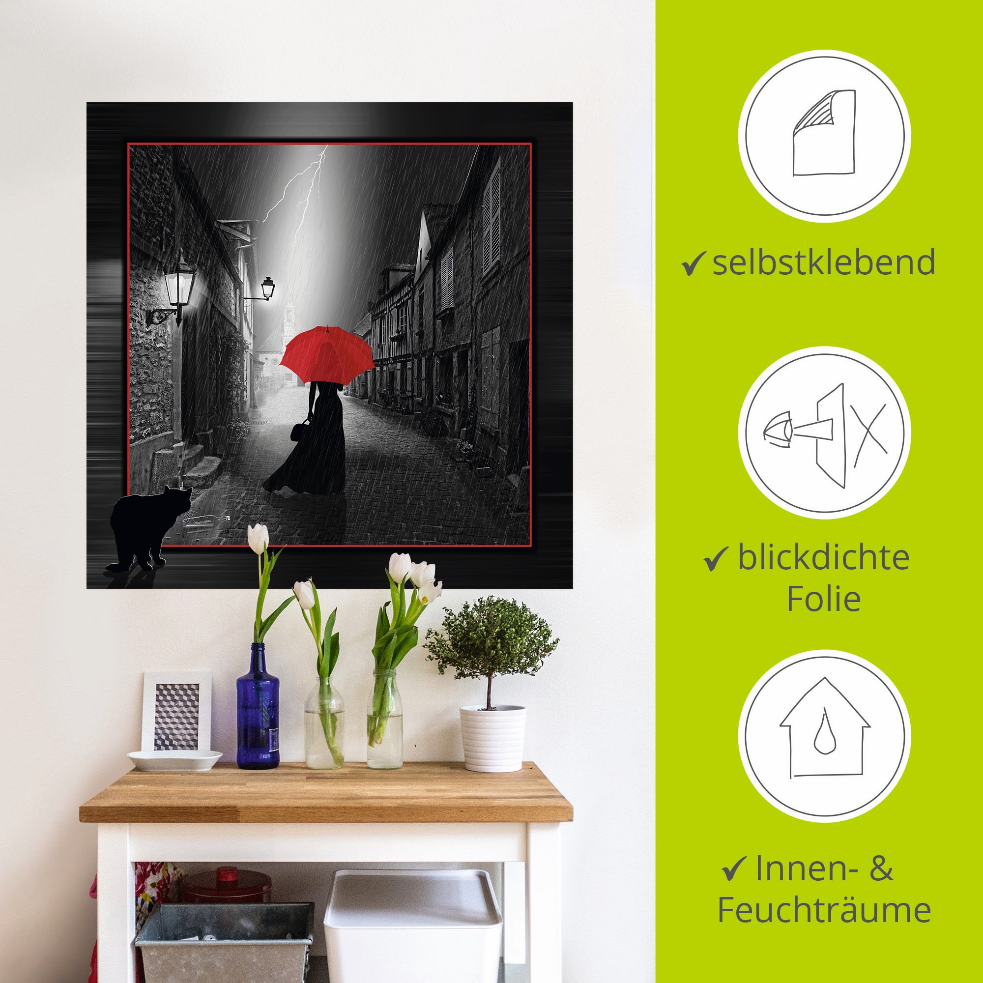 Artland Wandbild »Die Frau mit dem roten Schirm 2«, Frau, (1 St.), als Leinwandbild, Poster, Wandaufkleber in verschied. Grössen