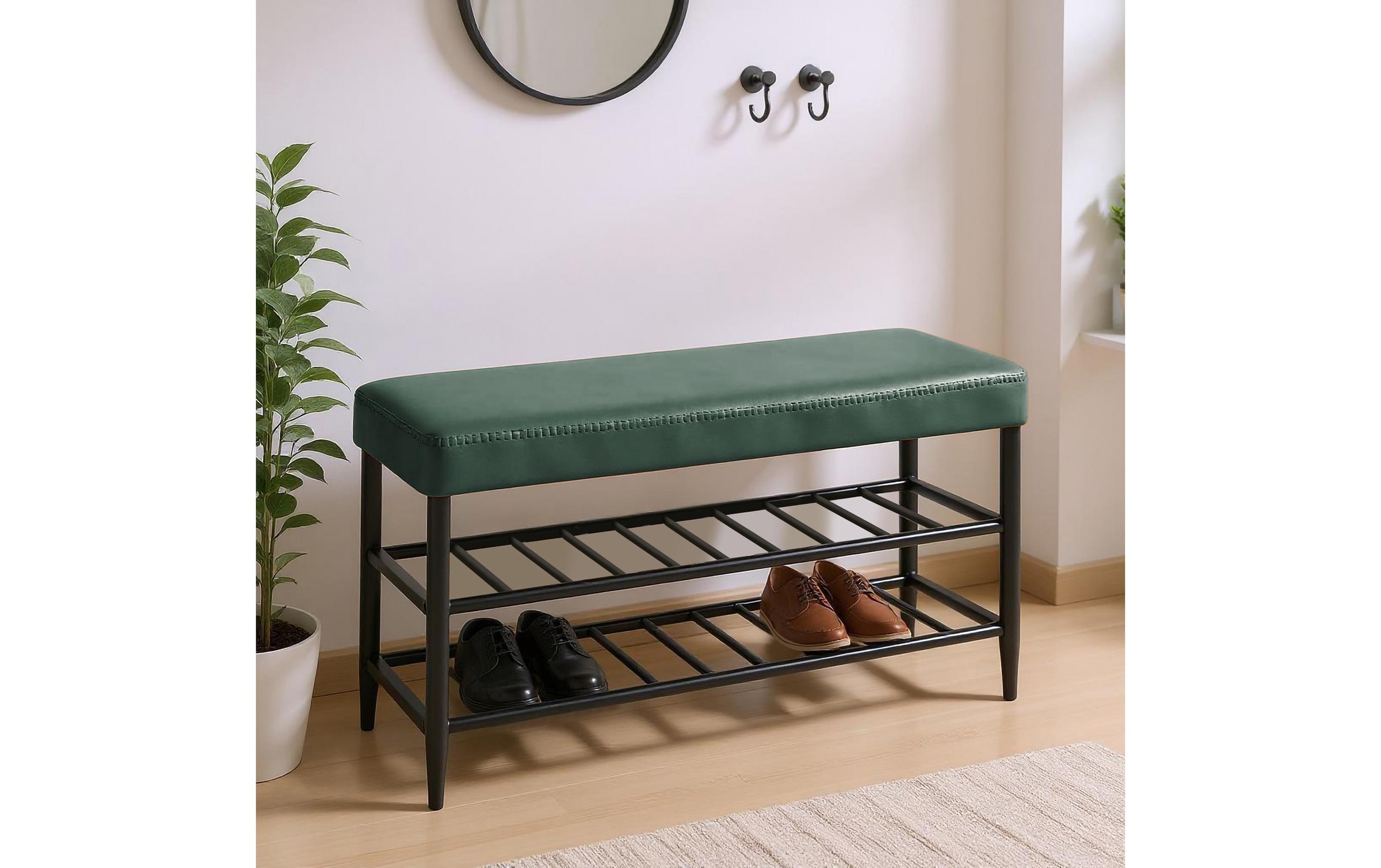 relaxdays Schuhbank »mit zwei Ablagen 80 x 50 cm«