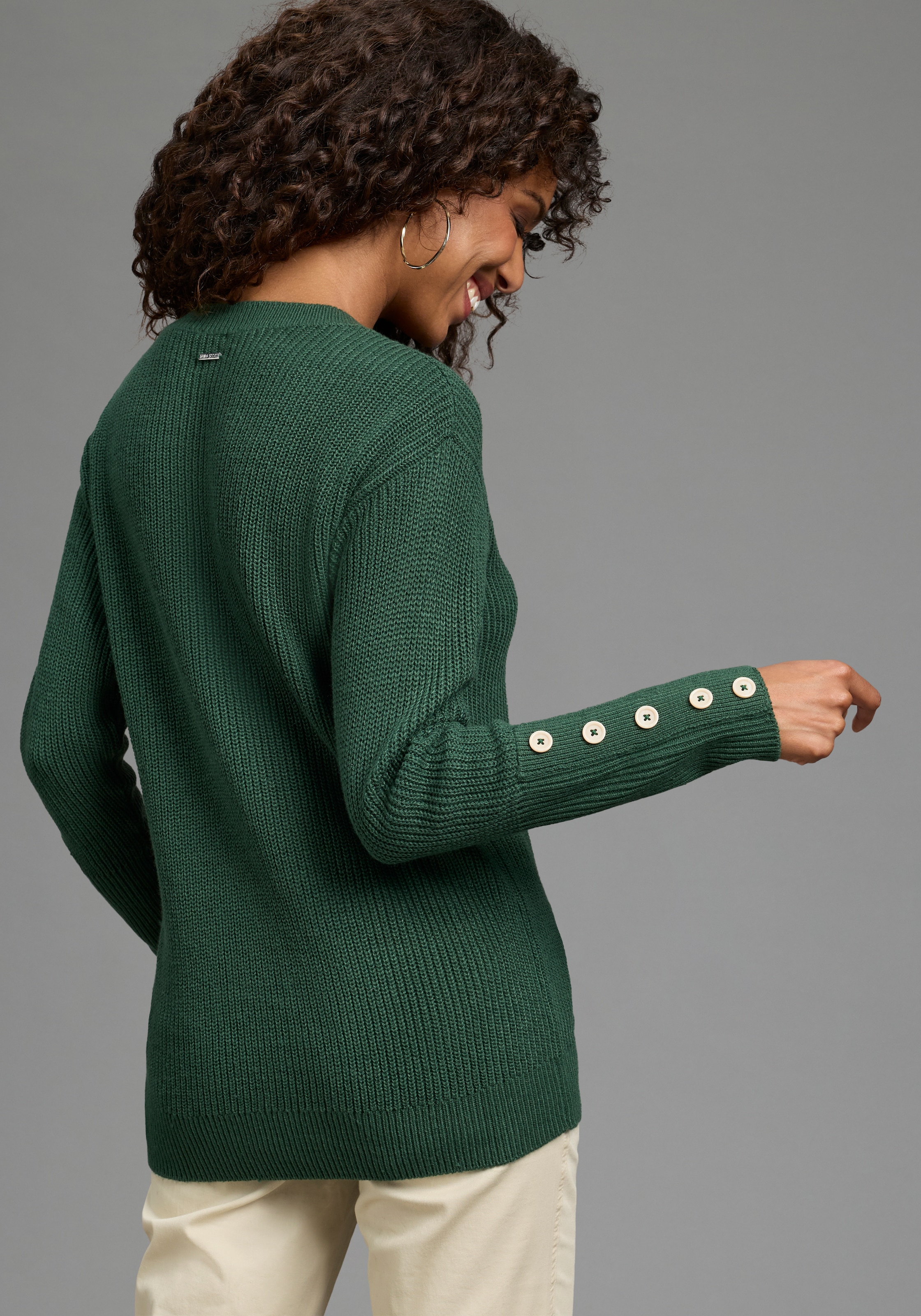 Laura Scott Pull en tricot pull de transition en maille grosse, avec boutons décoratifs