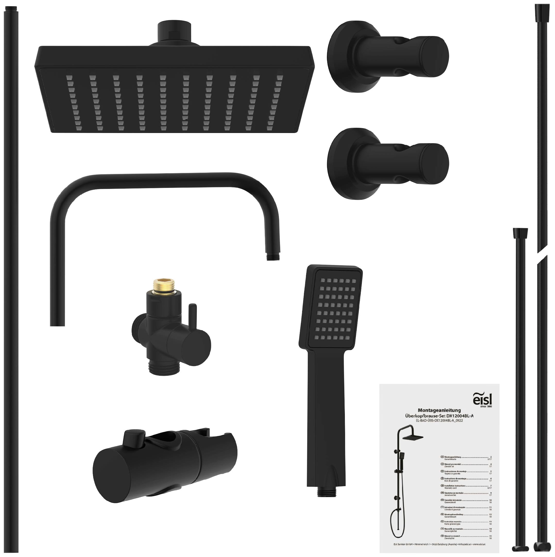 Eisl Garniture de douche »EASY ENERGY« 1 cuis tlg. Hauteur réglable / picots anti-calcaire / acier inoxydable