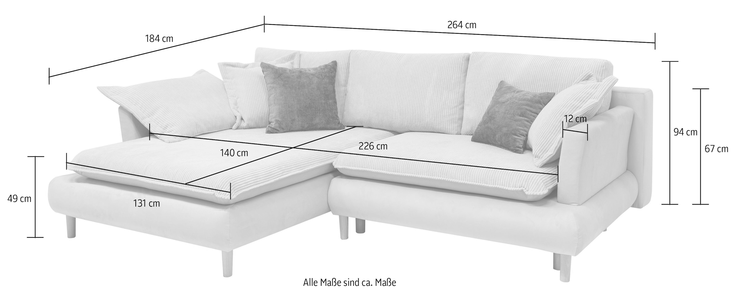 COLLECTION AB Ecksofa »Mandela L-Form«, mit Bettfunktion und Bettkasten