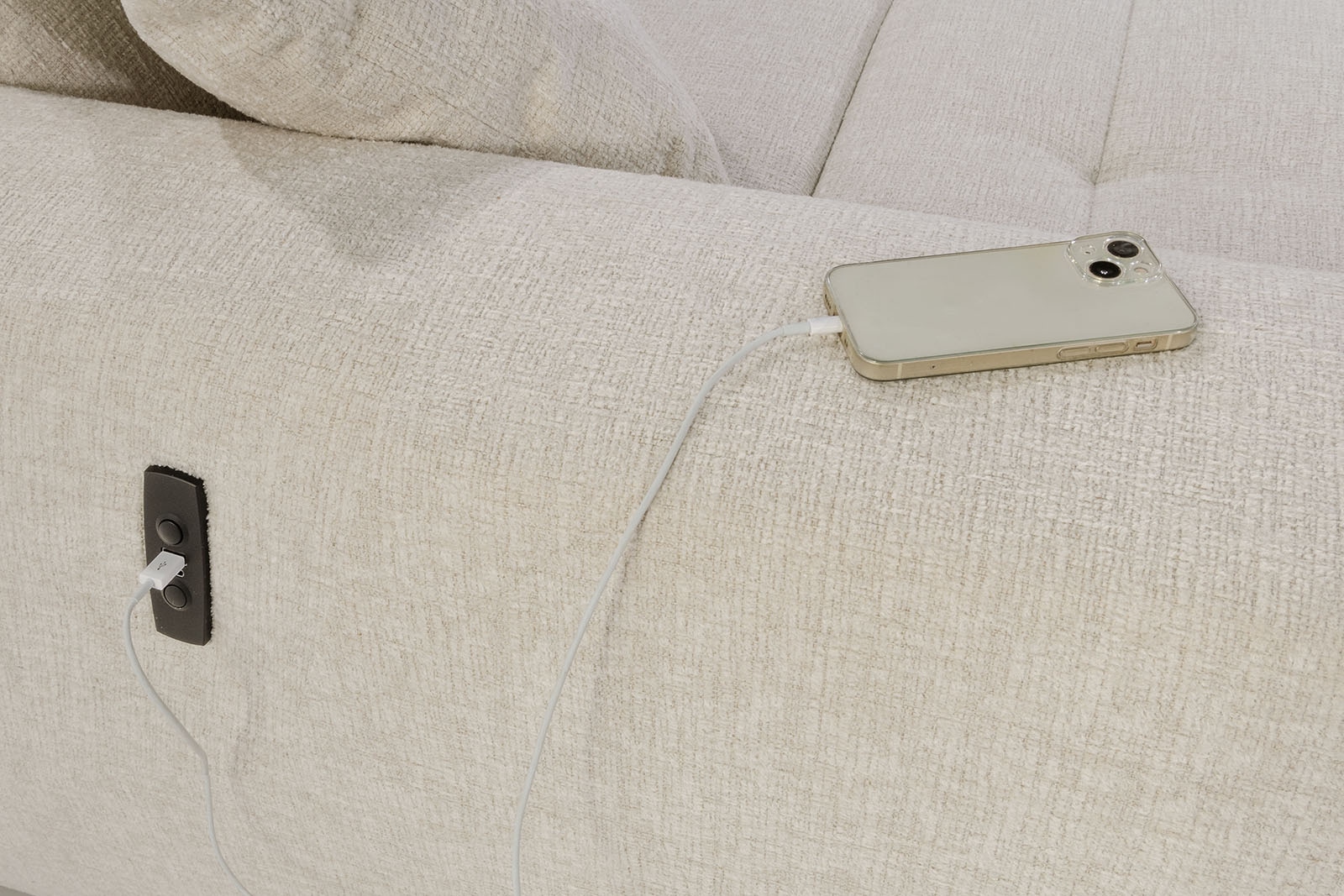 Jockenhöfer Gruppe Canapé d'angle »Slider L-Form, B: 277 cm, mit 60 cm elektr. Sitztiefenverstellung« capacité 140kg, connexion USB, réglage de la tête & coussin décoratif