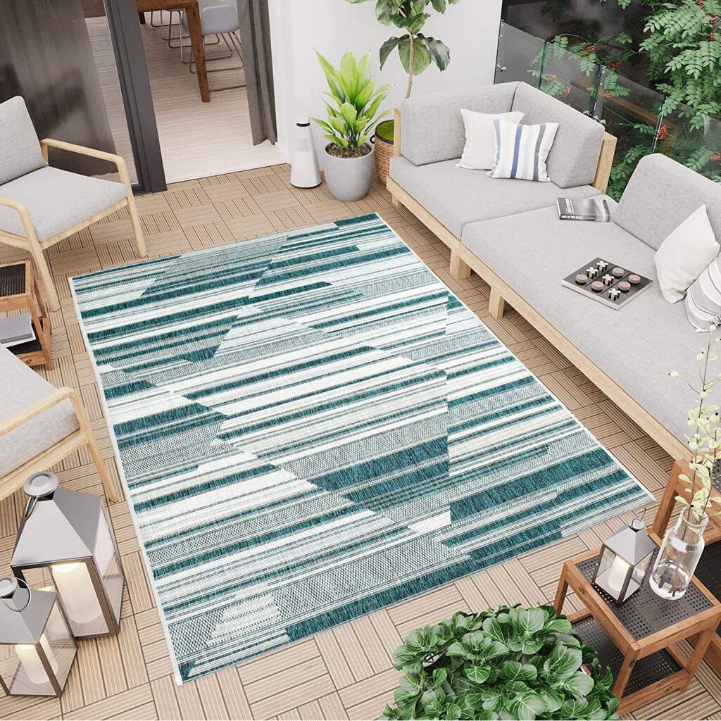 Carpet City Teppich Wohnzimmer, Terrasse Balkon, Outdoor rechteckig, In/- »Outdoor Abstrakt, kaufen 660«, geeignet, bequem