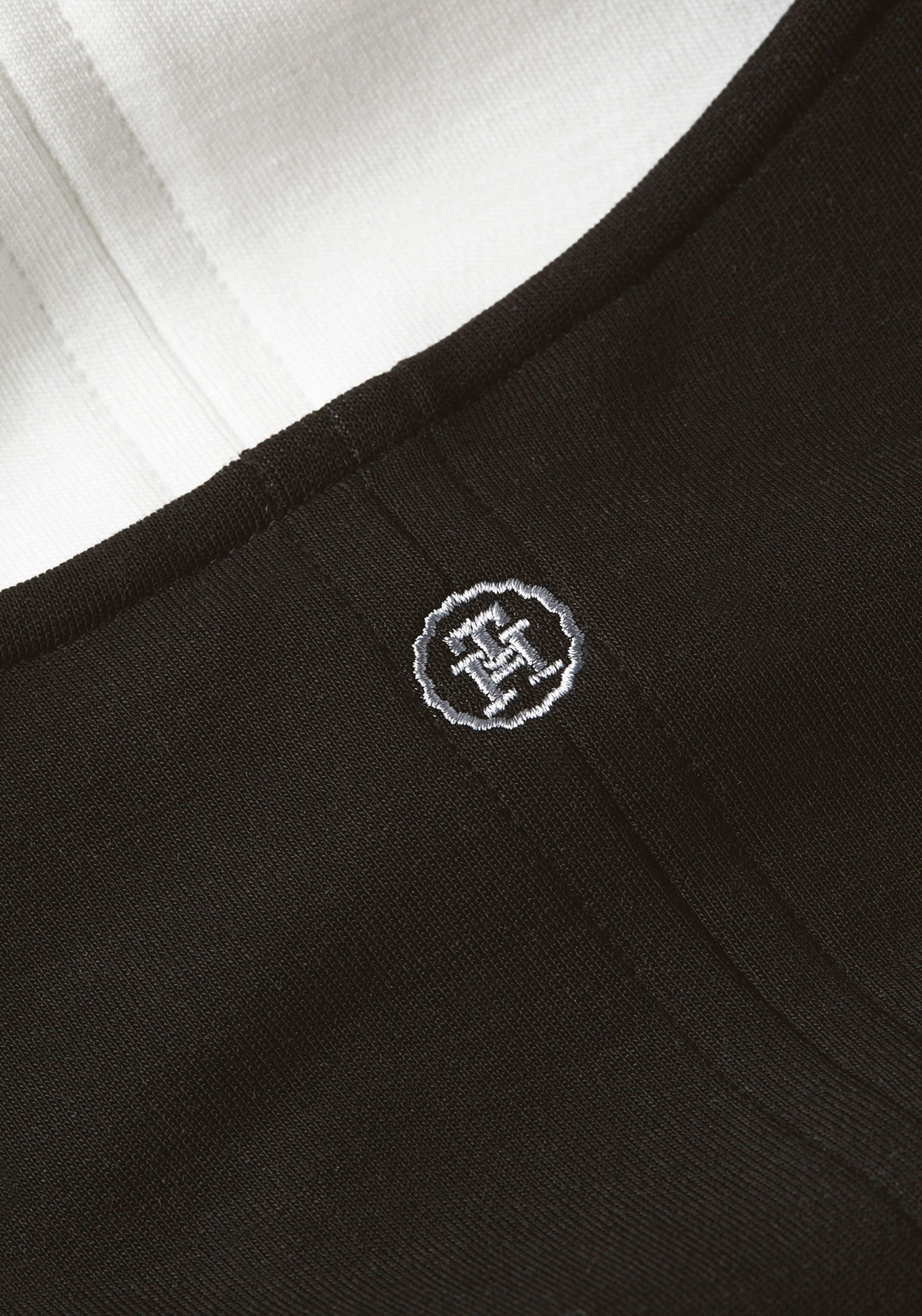 Tommy Hilfiger Jerseykleid »SHINY INTERLOCK V-NK NS KNEE DRS«, mit Logostickerei